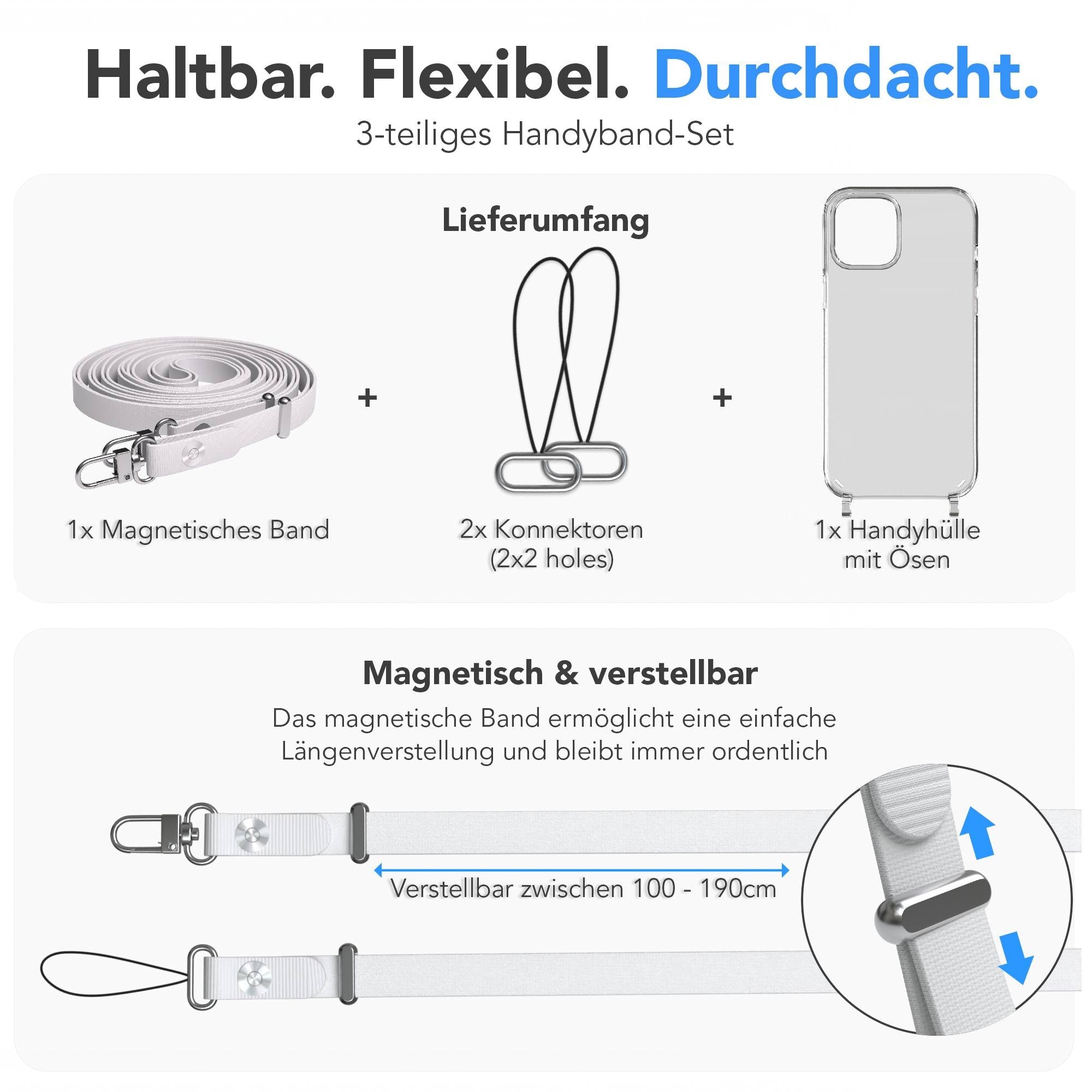 iPhone 12 Pro Max Schutzhülle mit magnetisch verstellbarem Crossbody-Umhängeband