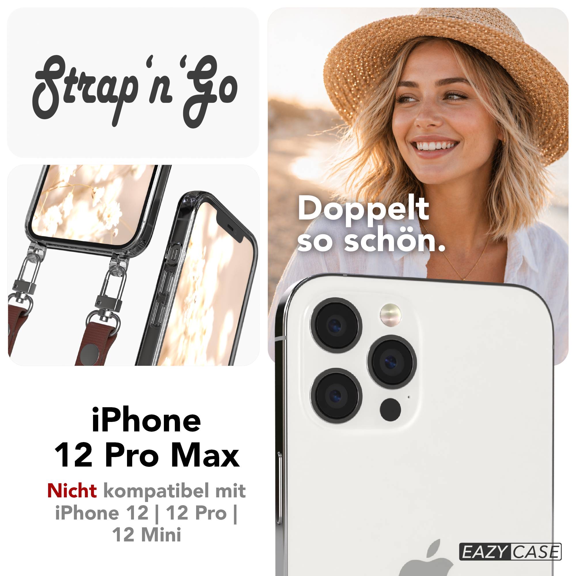 iPhone 12 Pro Max Schutzhülle mit magnetisch verstellbarem Crossbody-Umhängeband