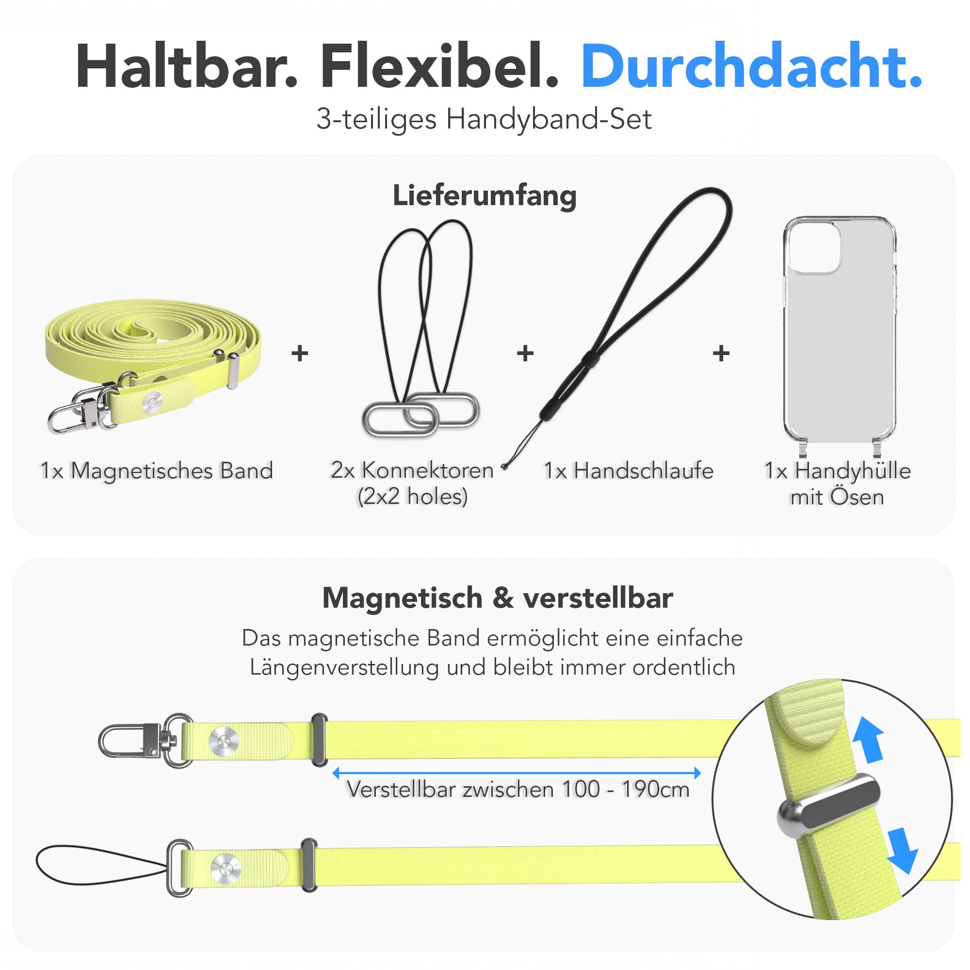 iPhone 13 Mini Schutzhülle mit magnetisch verstellbarem Crossbody Umhängeband