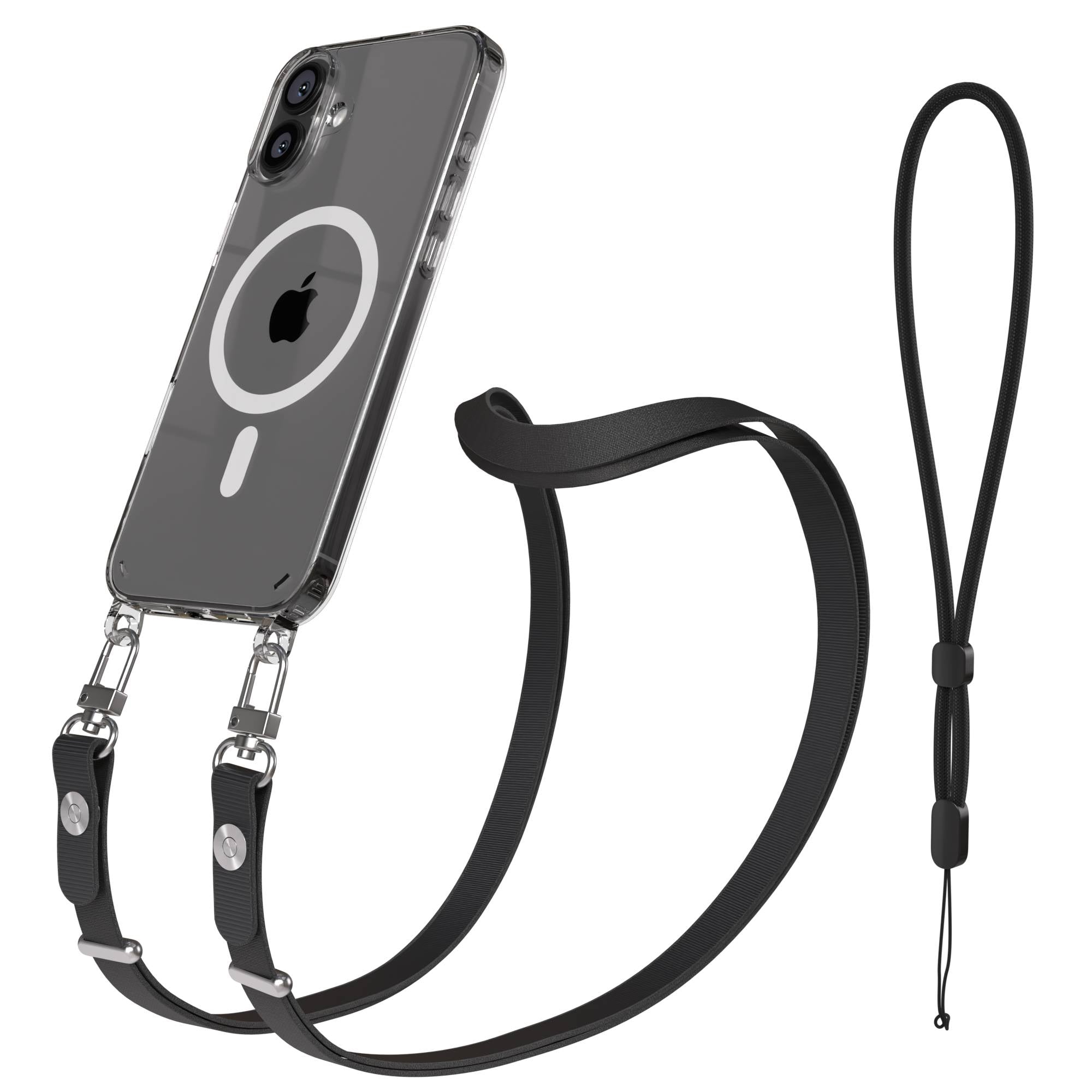 iPhone 16 Plus MagSafe Hülle mit magnetischem Crossbody-Umhängeband von EAZY CASE #farbe_schwarz-magsafe-funktion-mit-magsafe
