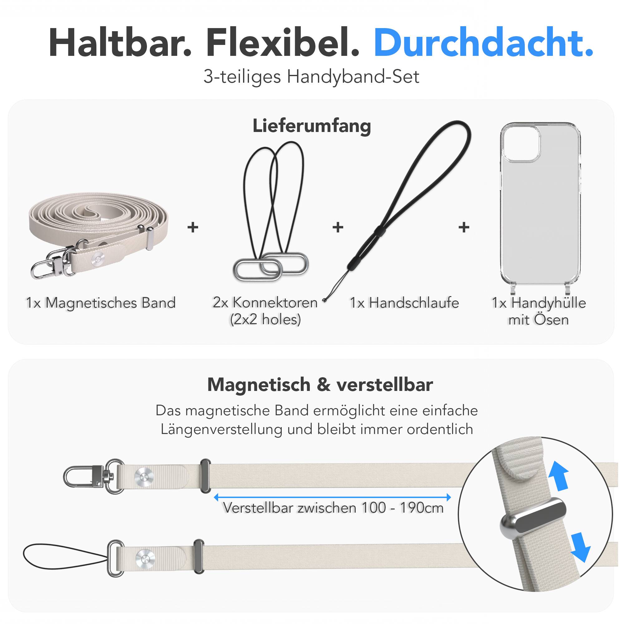 Apple iPhone 13 Schutzhülle mit magnetisch verstellbarem Crossbody-Umhängeband