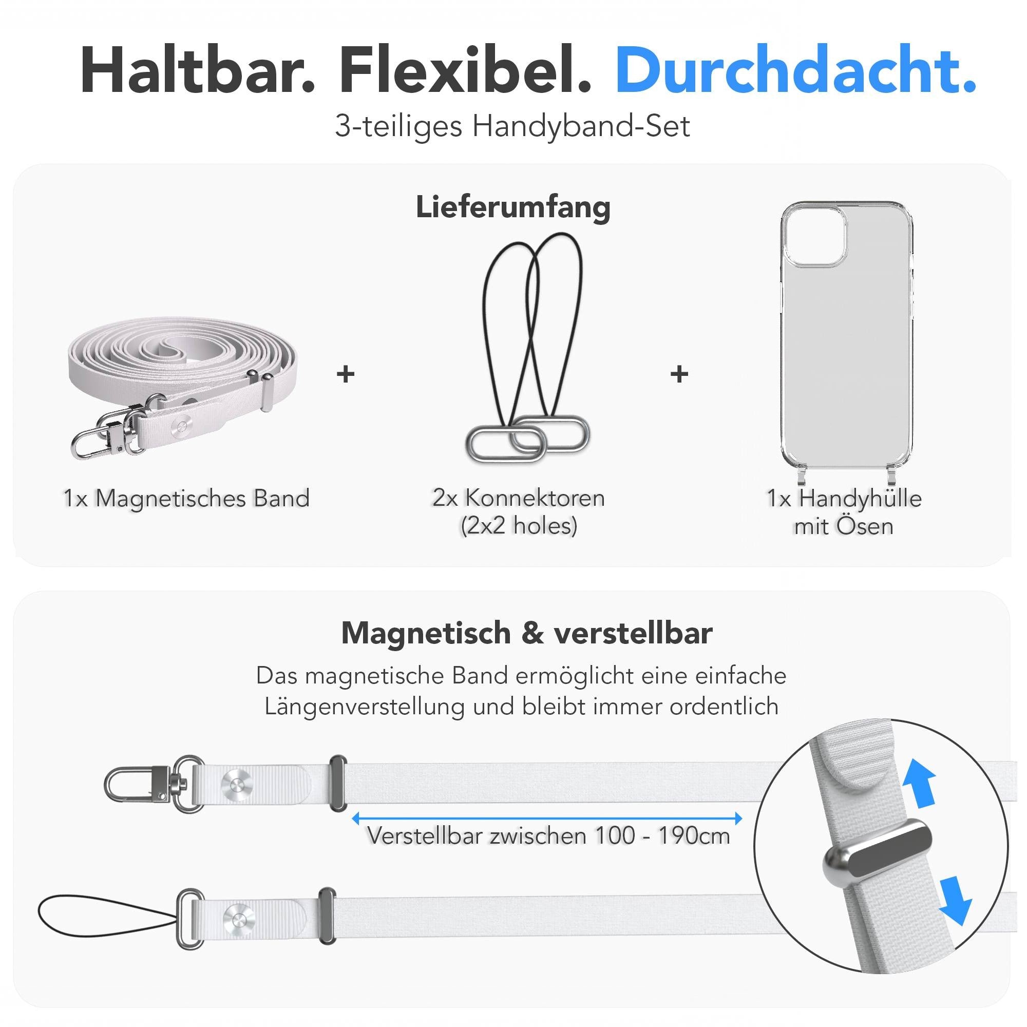 Apple iPhone 13 Schutzhülle mit magnetisch verstellbarem Crossbody-Umhängeband