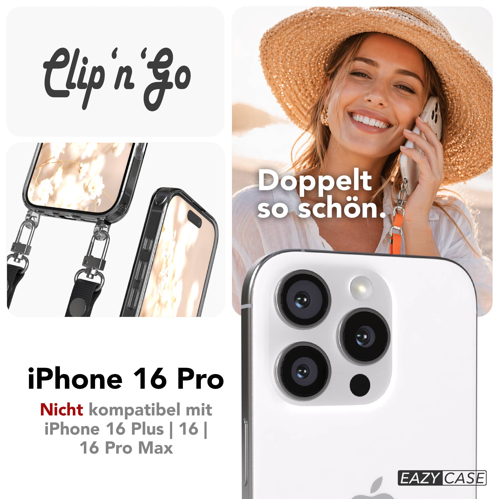 Apple iPhone 16 Pro MagSafe Hülle mit magnetischer Crossbody Handykette Set