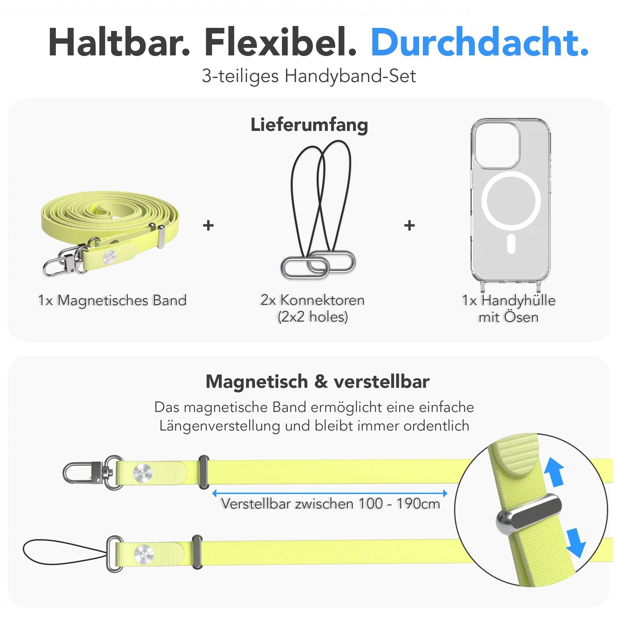 Apple iPhone 16 Pro MagSafe Hülle mit magnetischer Crossbody Handykette Set