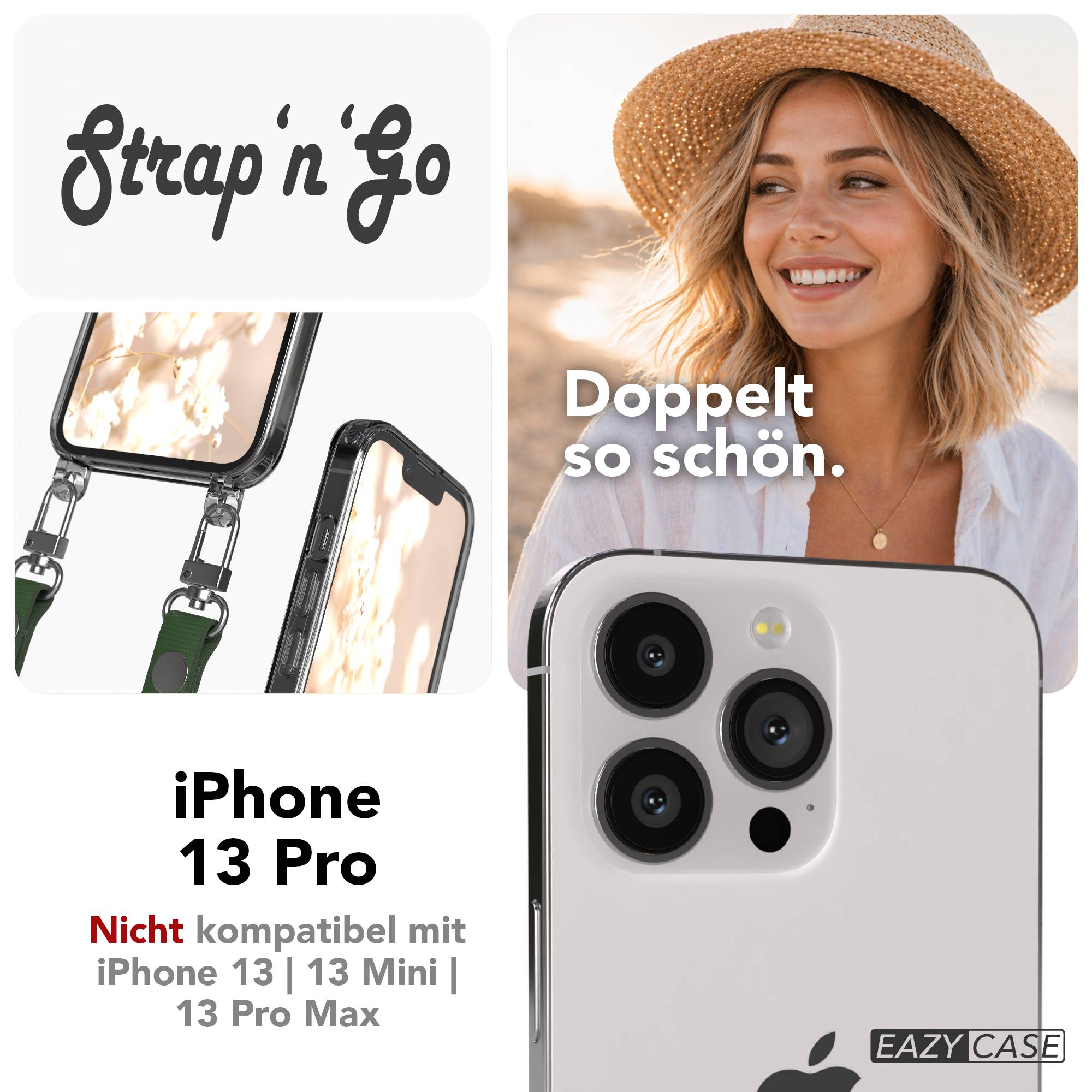 Apple iPhone 13 Pro Schutzhülle mit magnetisch verstellbarer Crossbody Handykette