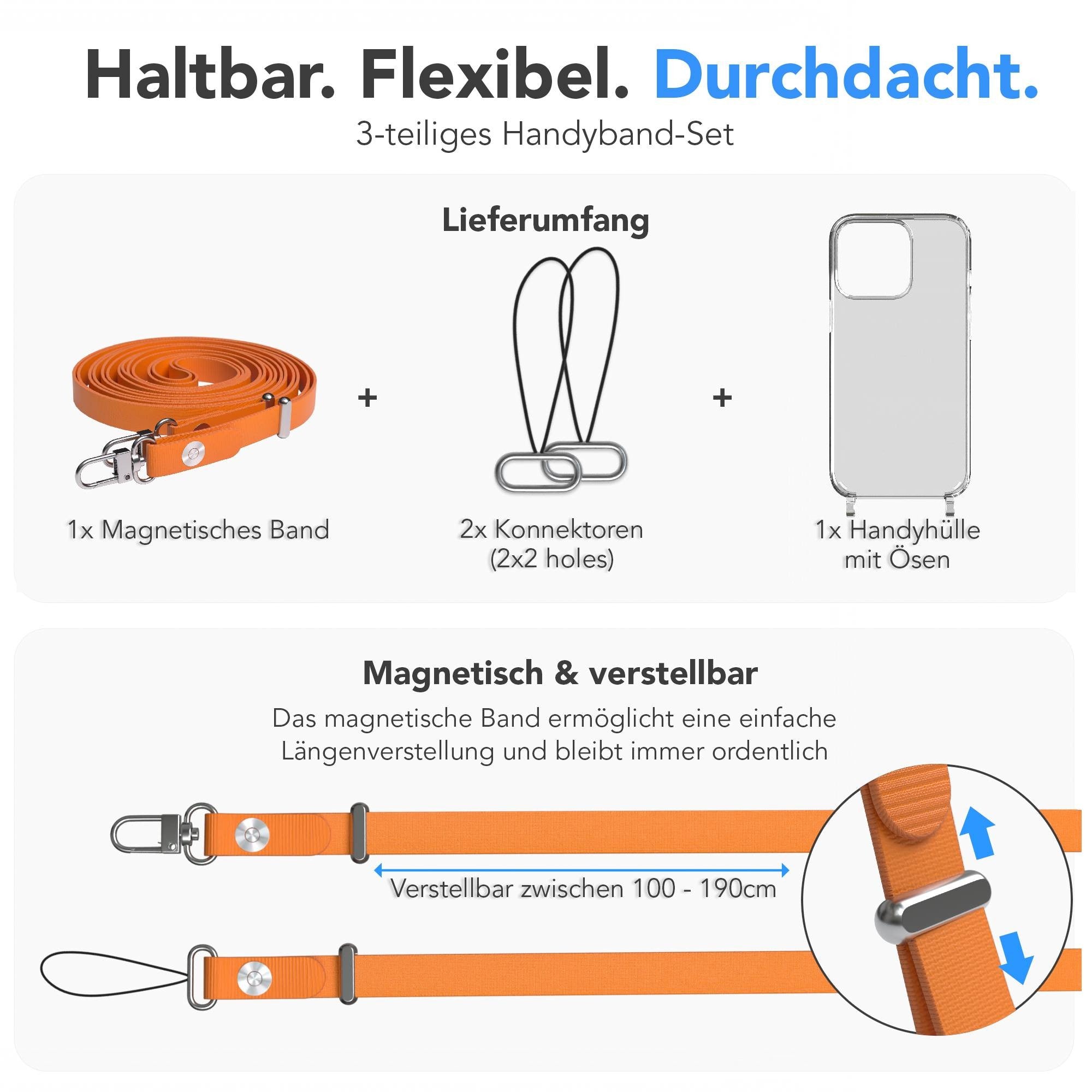 Apple iPhone 13 Pro Schutzhülle mit magnetisch verstellbarer Crossbody Handykette