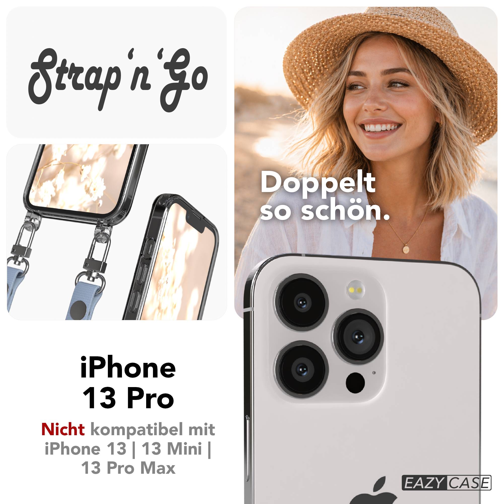 Apple iPhone 13 Pro Schutzhülle mit magnetisch verstellbarer Crossbody Handykette