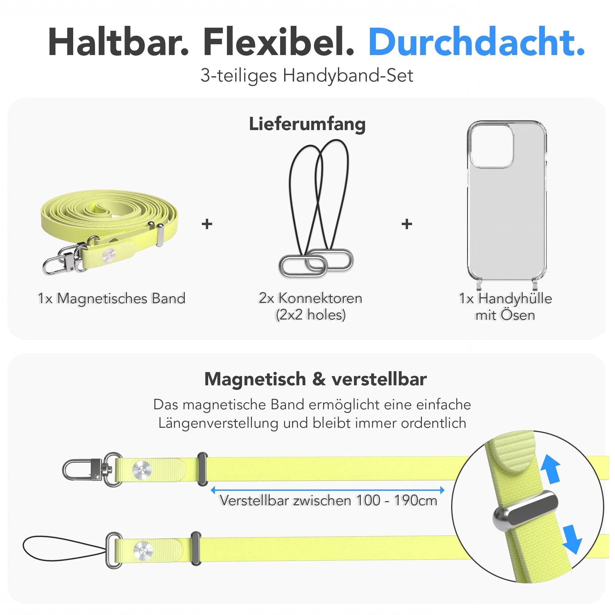 Apple iPhone 13 Pro Schutzhülle mit magnetisch verstellbarer Crossbody Handykette
