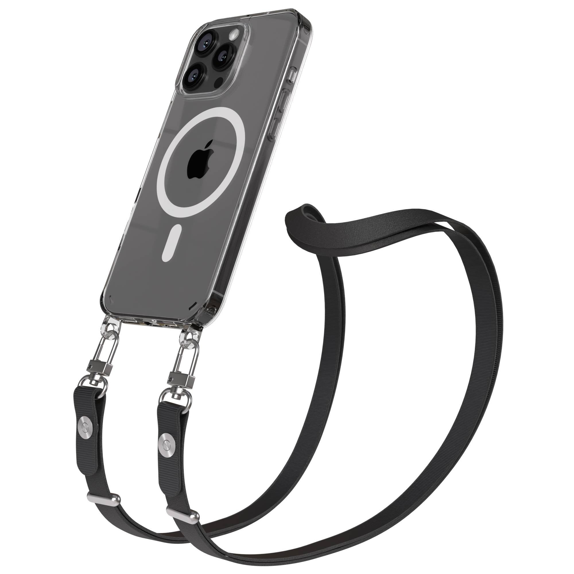 iPhone 16 Pro Max MagSafe Hülle mit magnetischem Crossbody-Umhängeband #farbe_schwarz-magsafe-funktion-mit-magsafe
