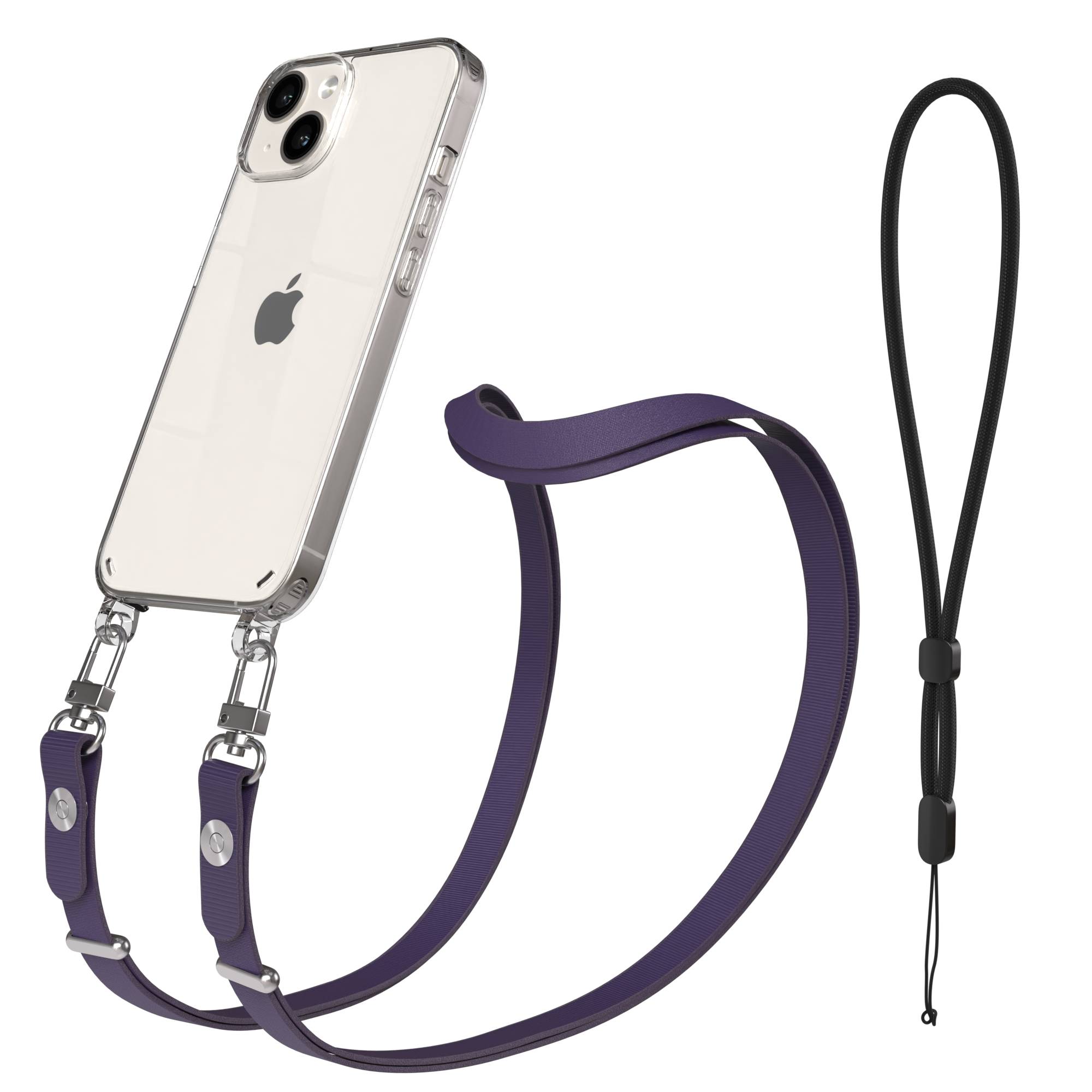 Apple iPhone 14 Schutzhülle mit magnetisch verstellbarem Crossbody Umhängeband