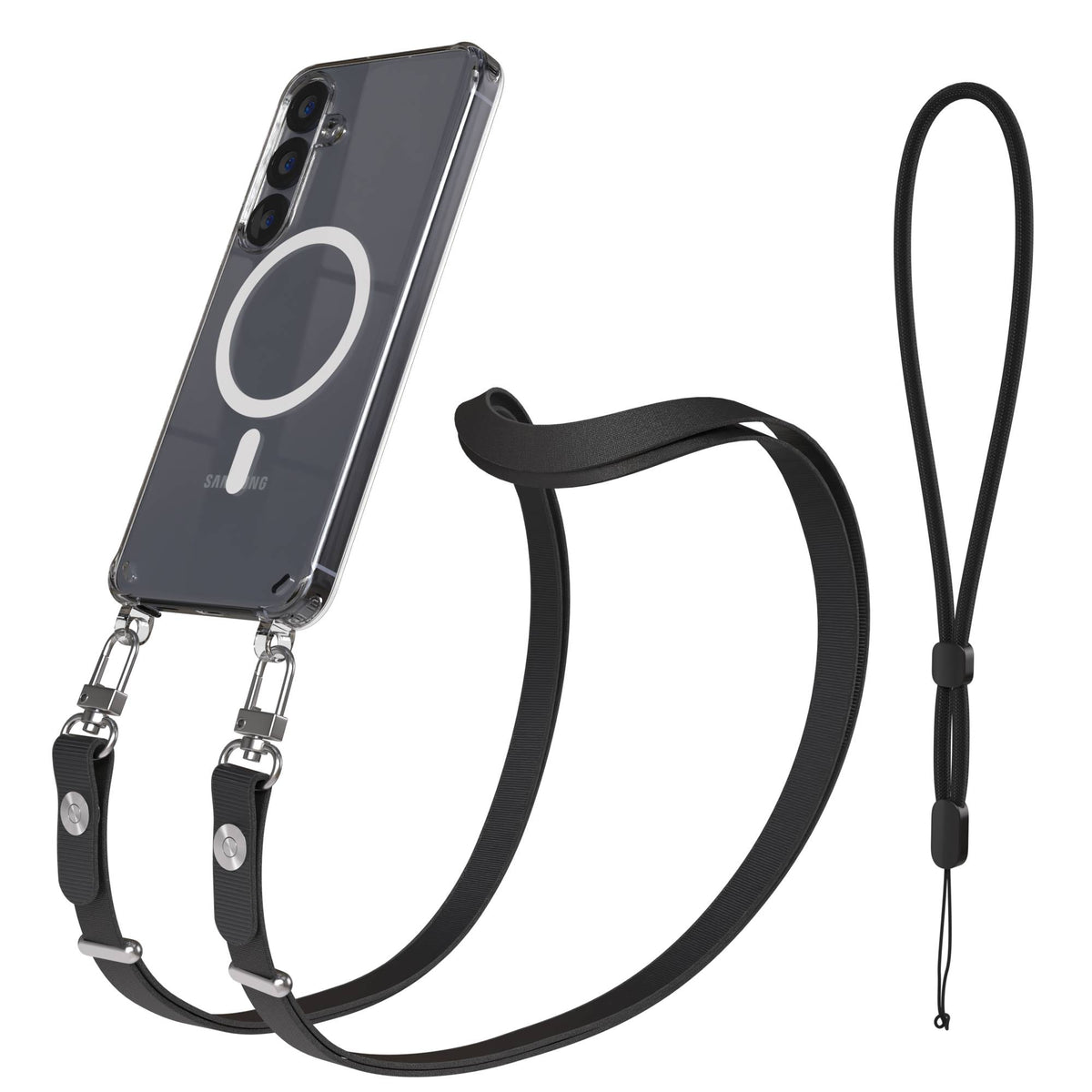 Samsung Galaxy S25 MagSafe Schutzhülle mit magnetischer Crossbody Handykette #farbe_schwarz-magsafe-funktion-mit-magsafe