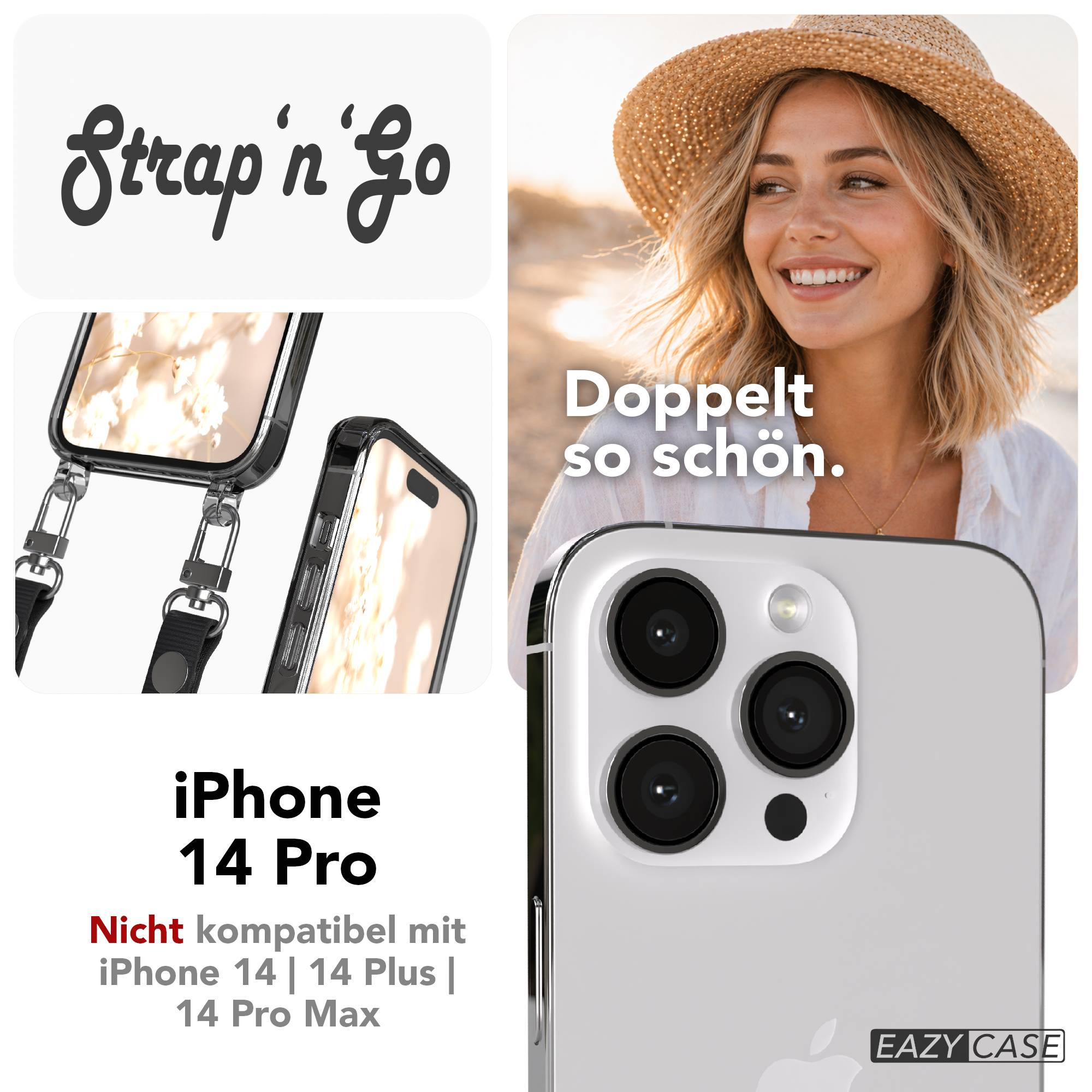 Apple iPhone 14 Pro Schutzhülle mit magnetisch verstellbarem Crossbody-Umhängeband