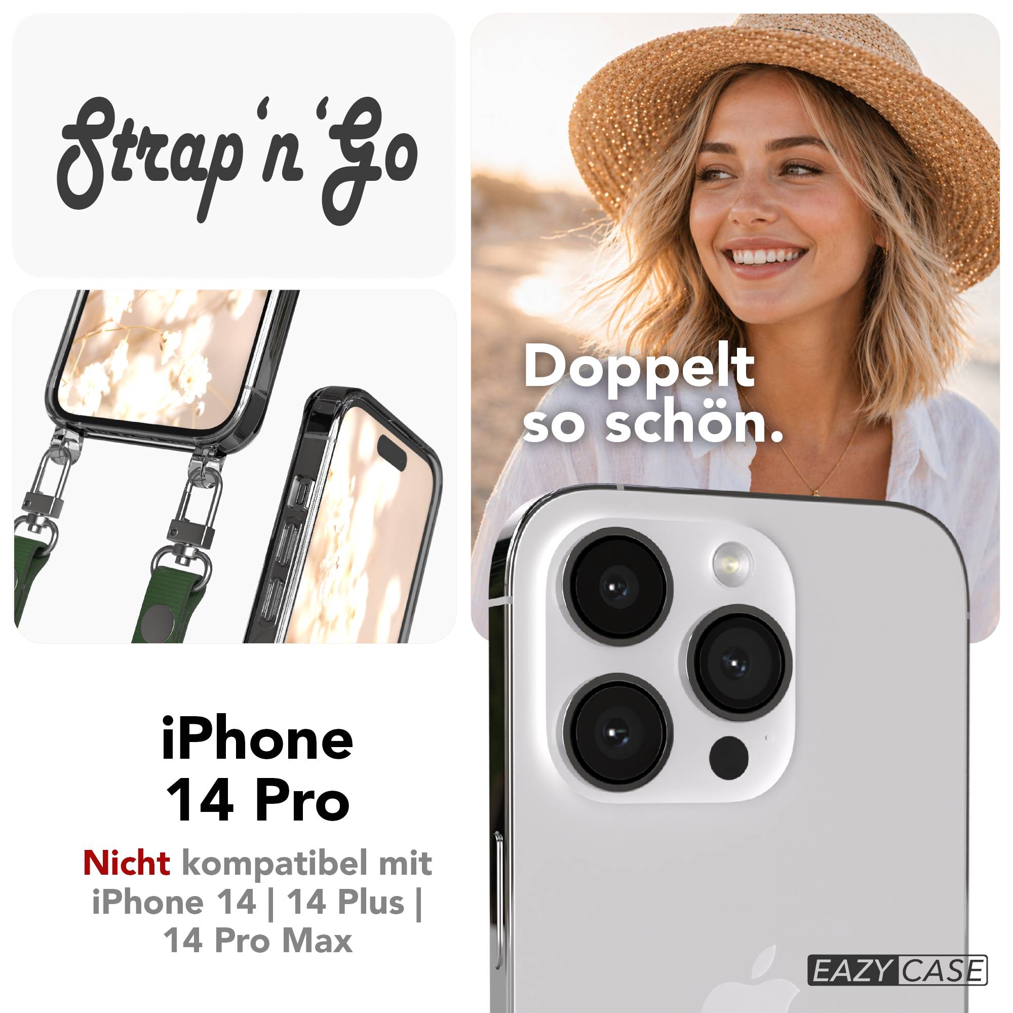 Apple iPhone 14 Pro Schutzhülle mit magnetisch verstellbarem Crossbody-Umhängeband