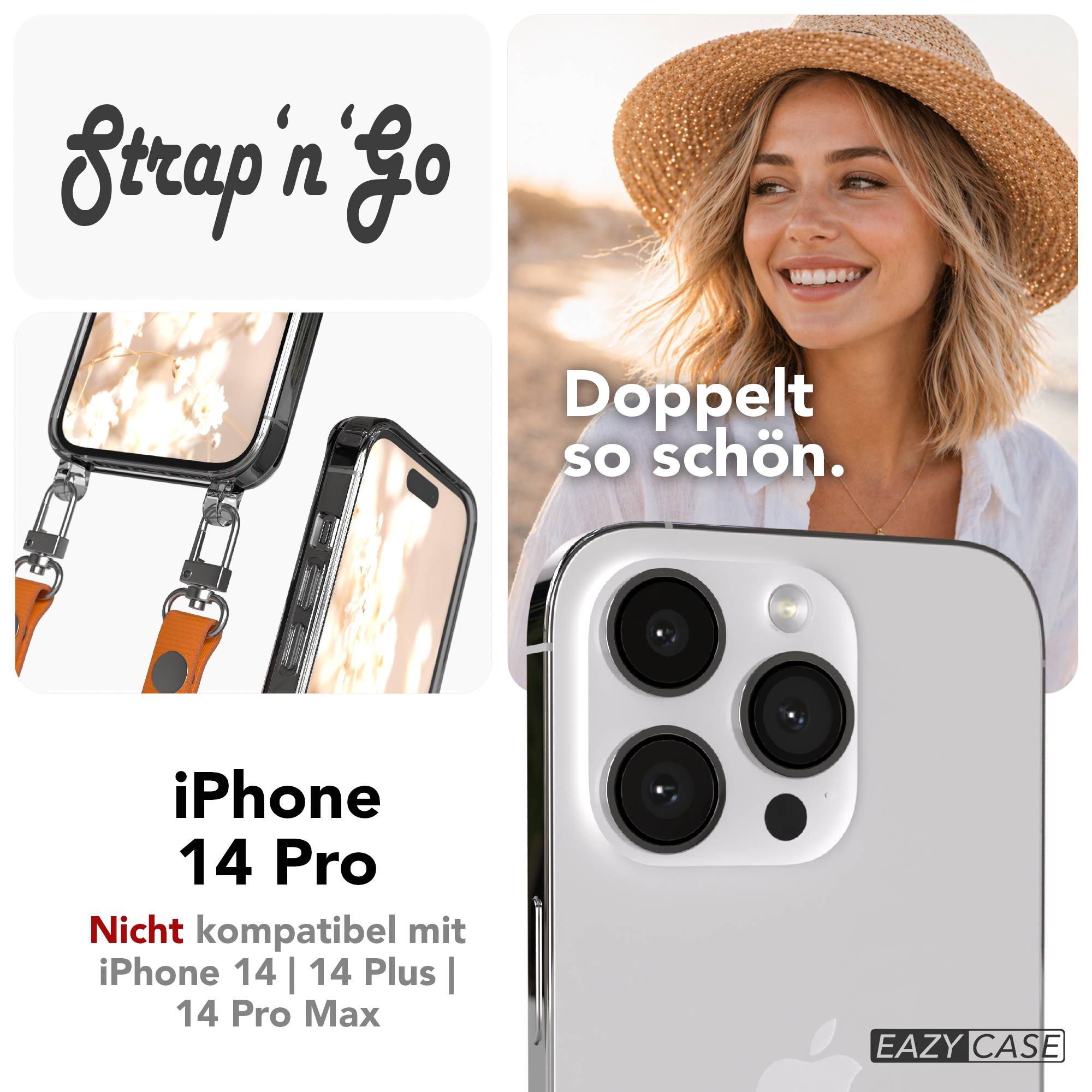 Apple iPhone 14 Pro Schutzhülle mit magnetisch verstellbarem Crossbody-Umhängeband
