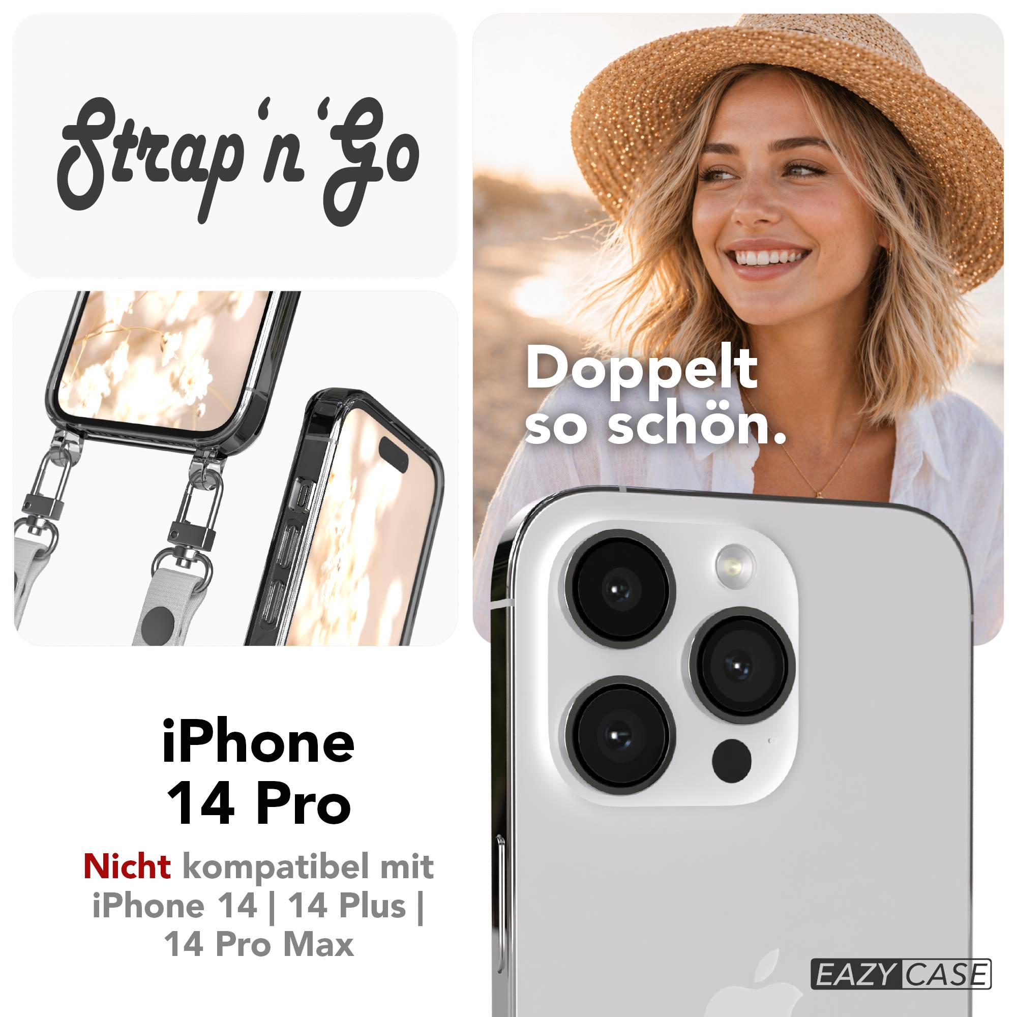 Apple iPhone 14 Pro Schutzhülle mit magnetisch verstellbarem Crossbody-Umhängeband