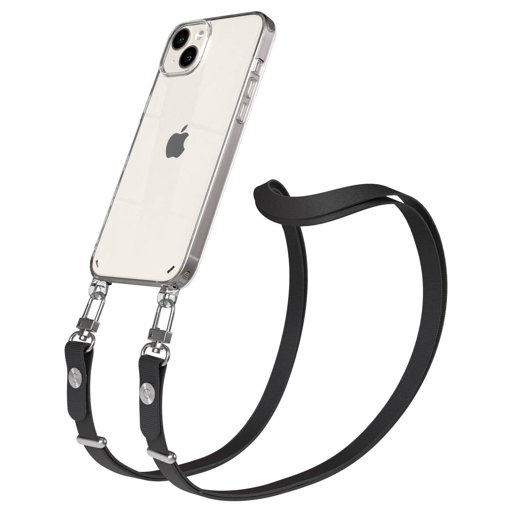 Apple iPhone 14 Plus Schutzhülle mit magnetischer Crossbody Handykette zum Umhängen #farbe_schwarz
