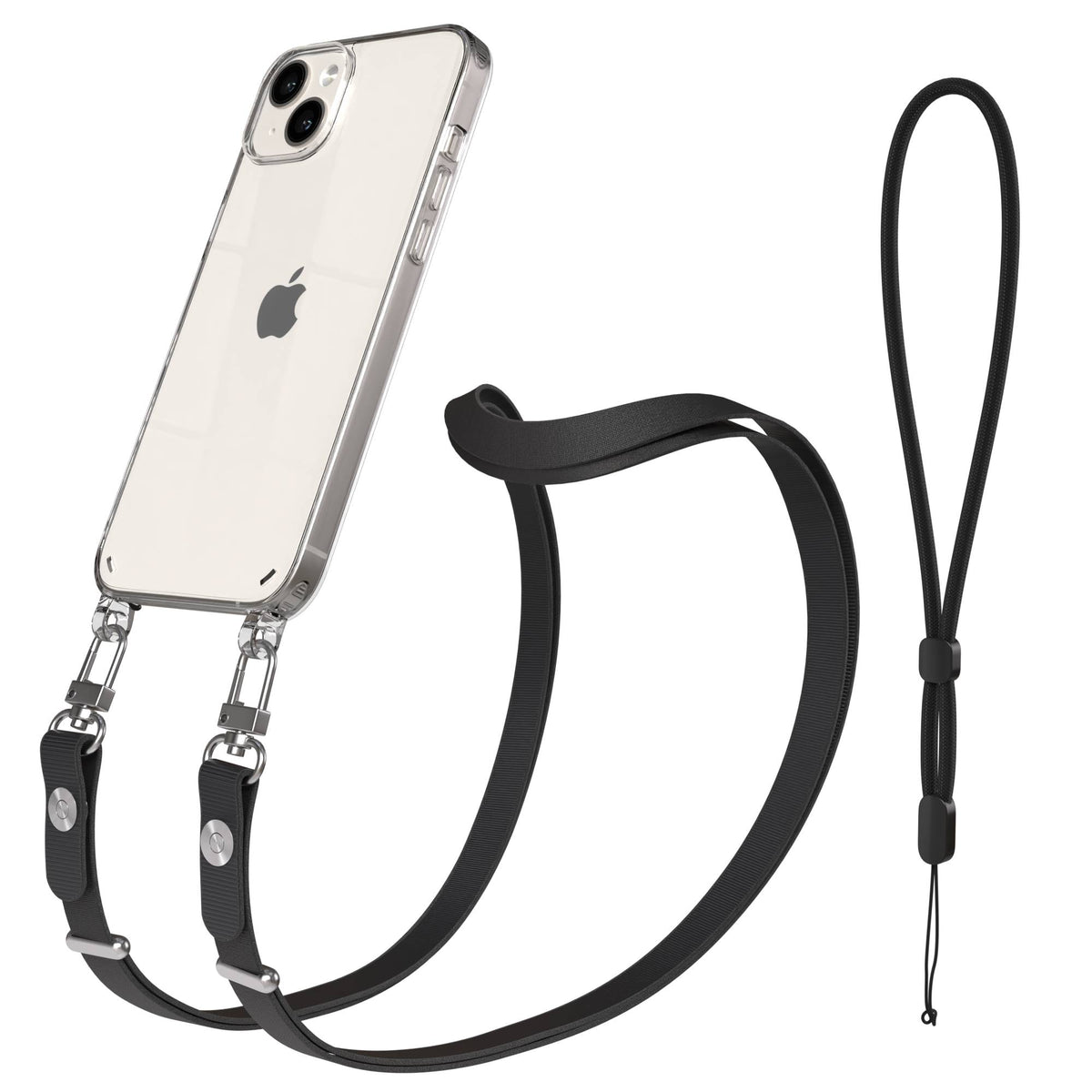 Apple iPhone 14 Plus Schutzhülle mit magnetischer Crossbody Handykette zum Umhängen #farbe_schwarz