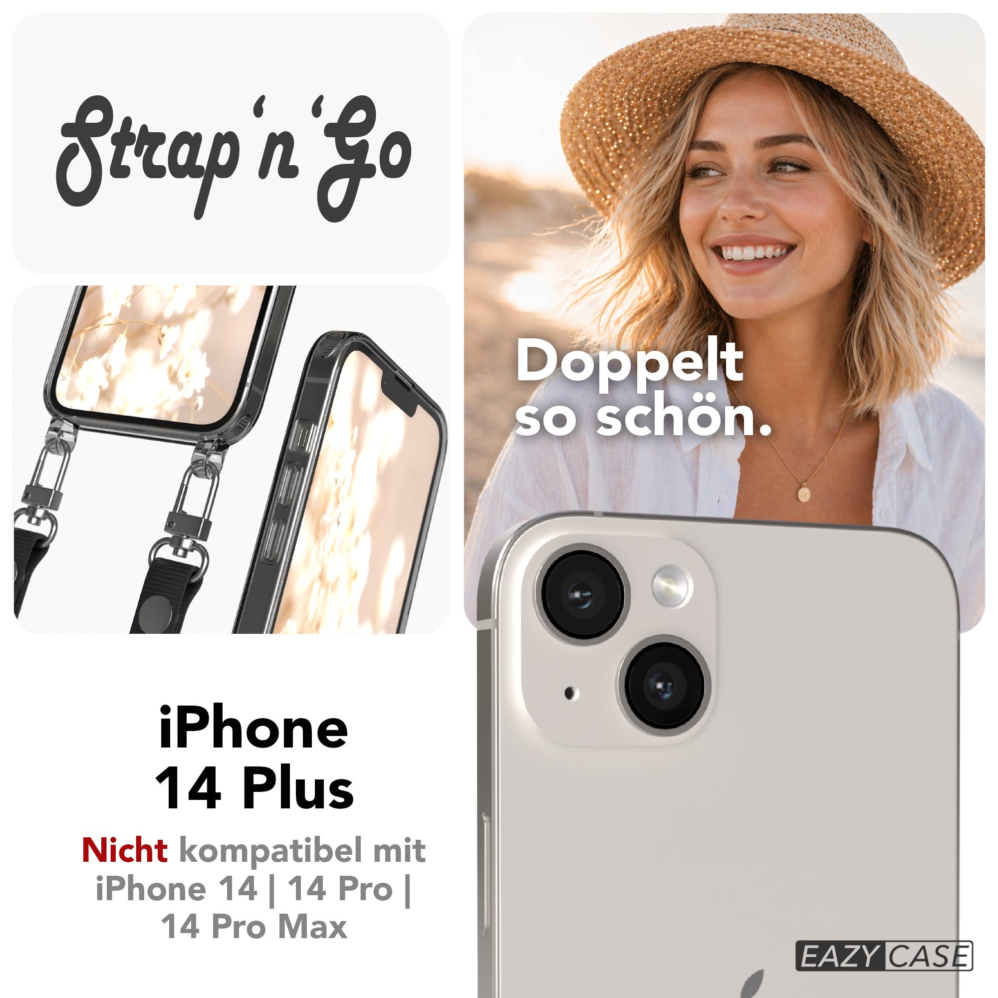 Apple iPhone 14 Plus Schutzhülle mit magnetischer Crossbody Handykette zum Umhängen