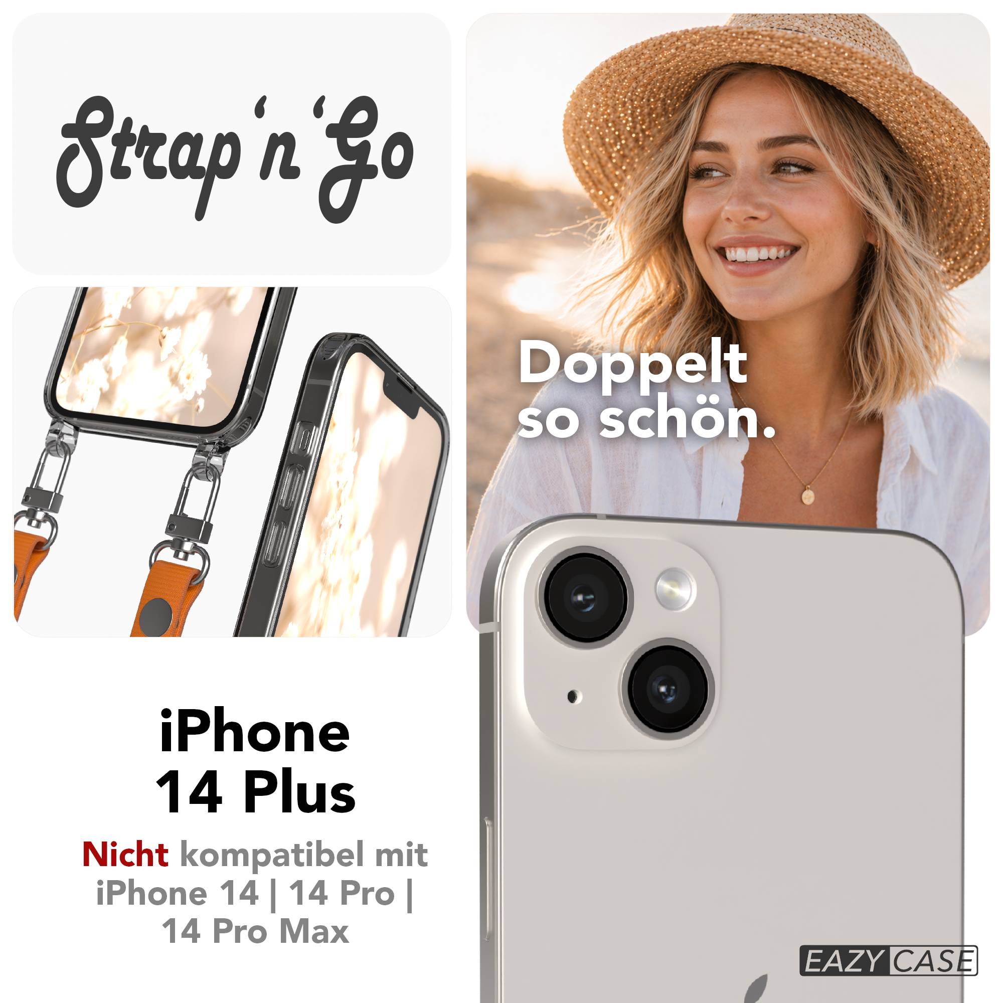 Apple iPhone 14 Plus Schutzhülle mit magnetischer Crossbody Handykette zum Umhängen