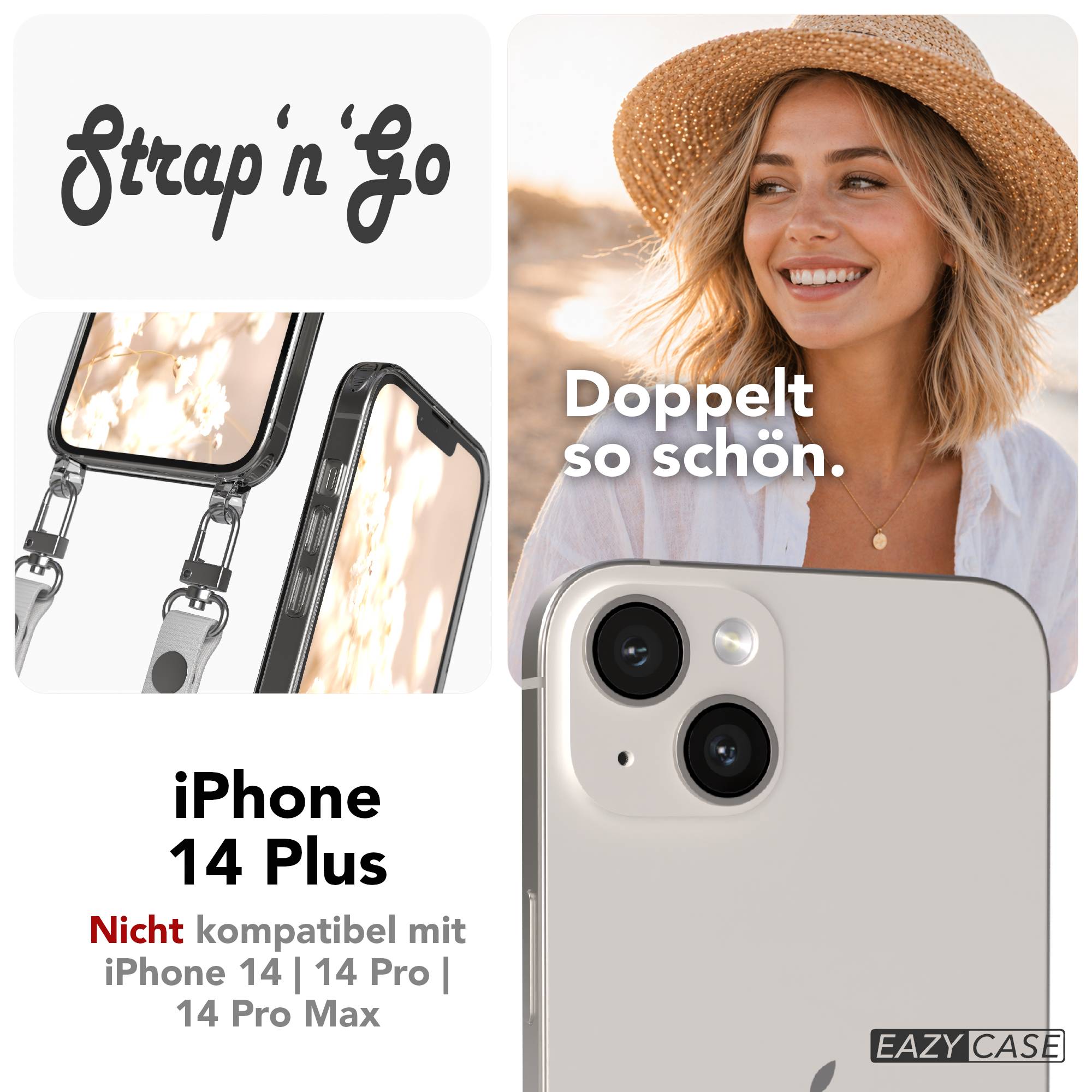 Apple iPhone 14 Plus Schutzhülle mit magnetischer Crossbody Handykette zum Umhängen
