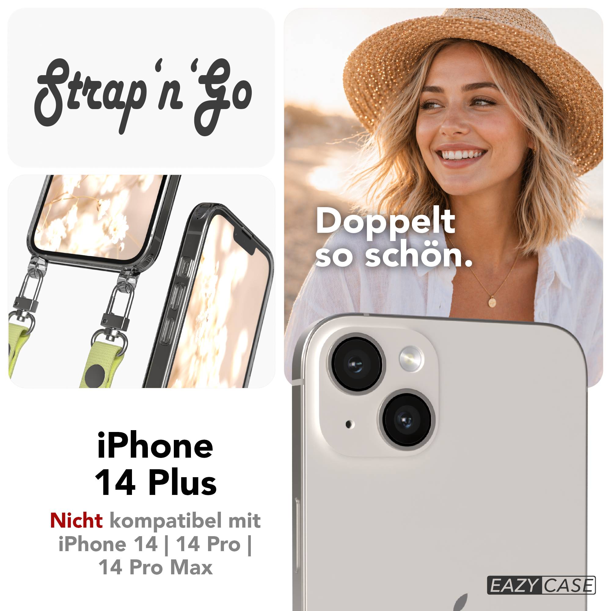 Apple iPhone 14 Plus Schutzhülle mit magnetischer Crossbody Handykette zum Umhängen