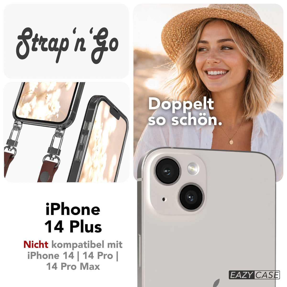 Apple iPhone 14 Plus Schutzhülle mit magnetischer Crossbody Handykette zum Umhängen