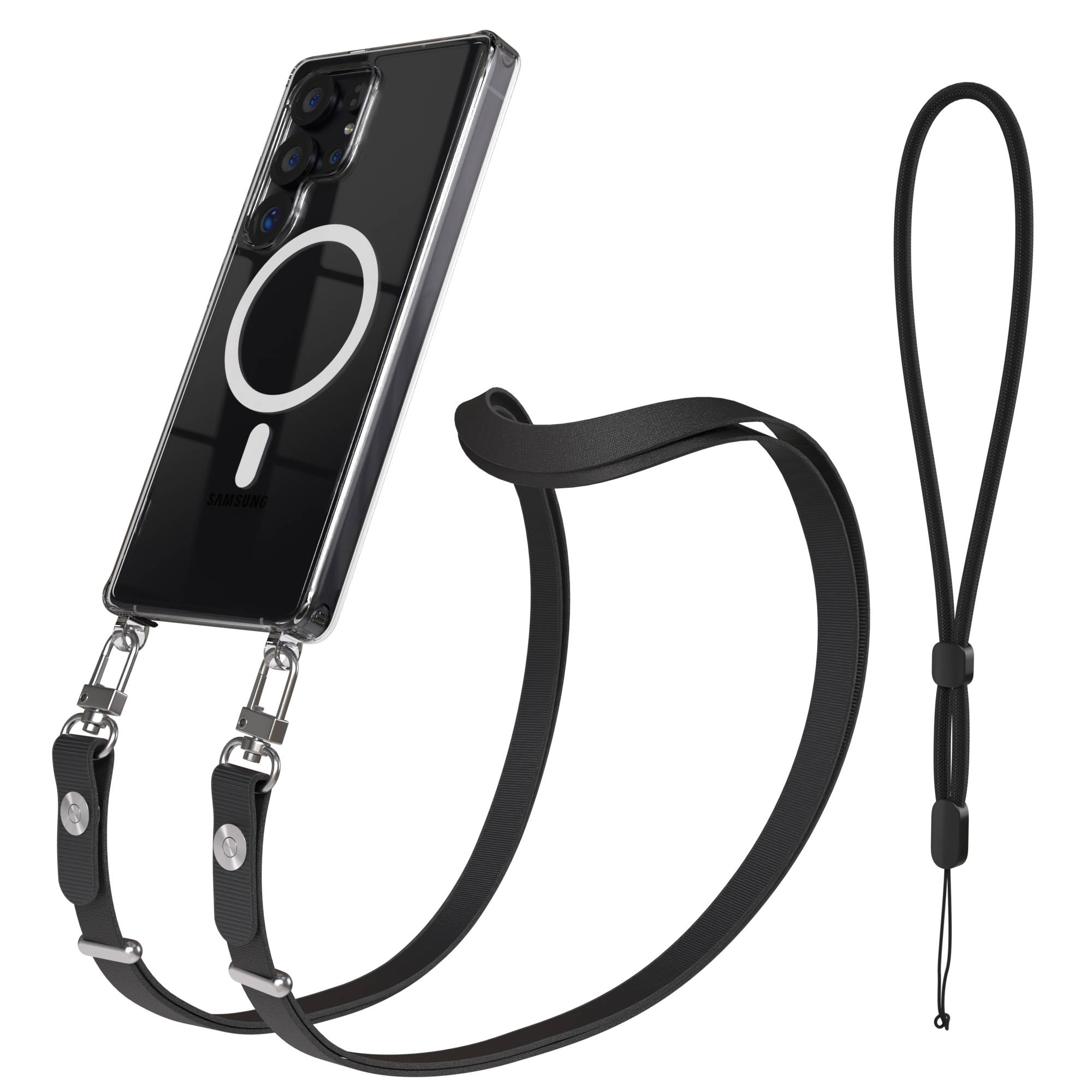 Samsung Galaxy S25 Ultra MagSafe Hülle mit magnetischer Crossbody Handykette #farbe_schwarz-magsafe-funktion-mit-magsafe
