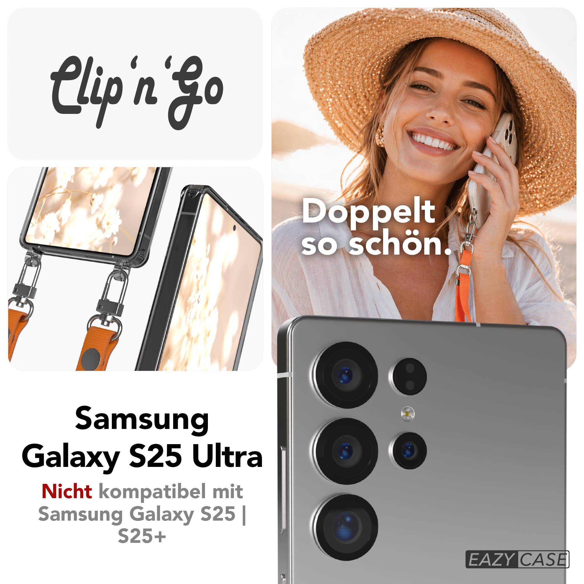 Samsung Galaxy S25 Ultra MagSafe Hülle mit magnetischer Crossbody Handykette #farbe_orange-magsafe-funktion-mit-magsafe