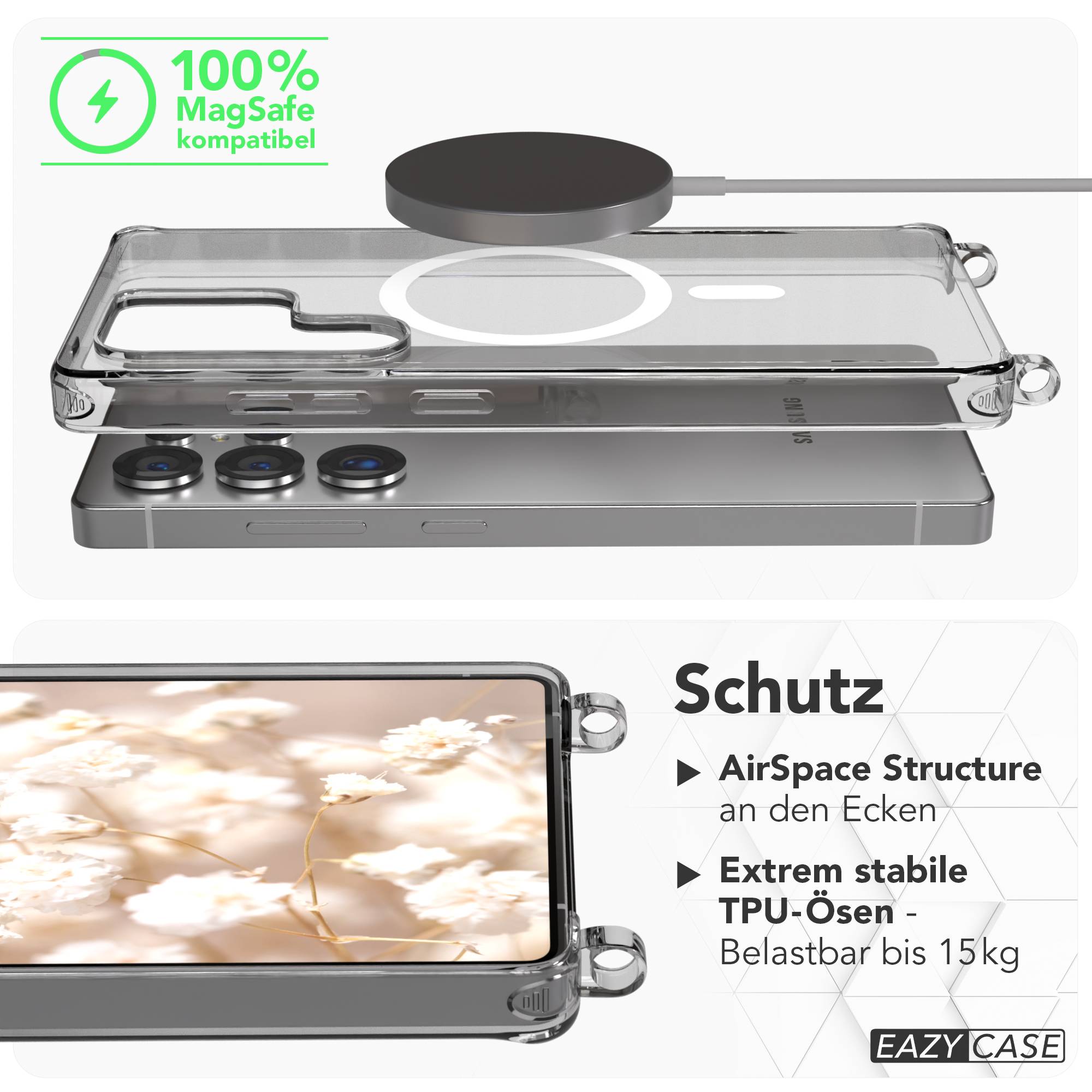 Samsung Galaxy S25 Ultra MagSafe Hülle mit magnetischer Crossbody Handykette #farbe_orange-magsafe-funktion-mit-magsafe