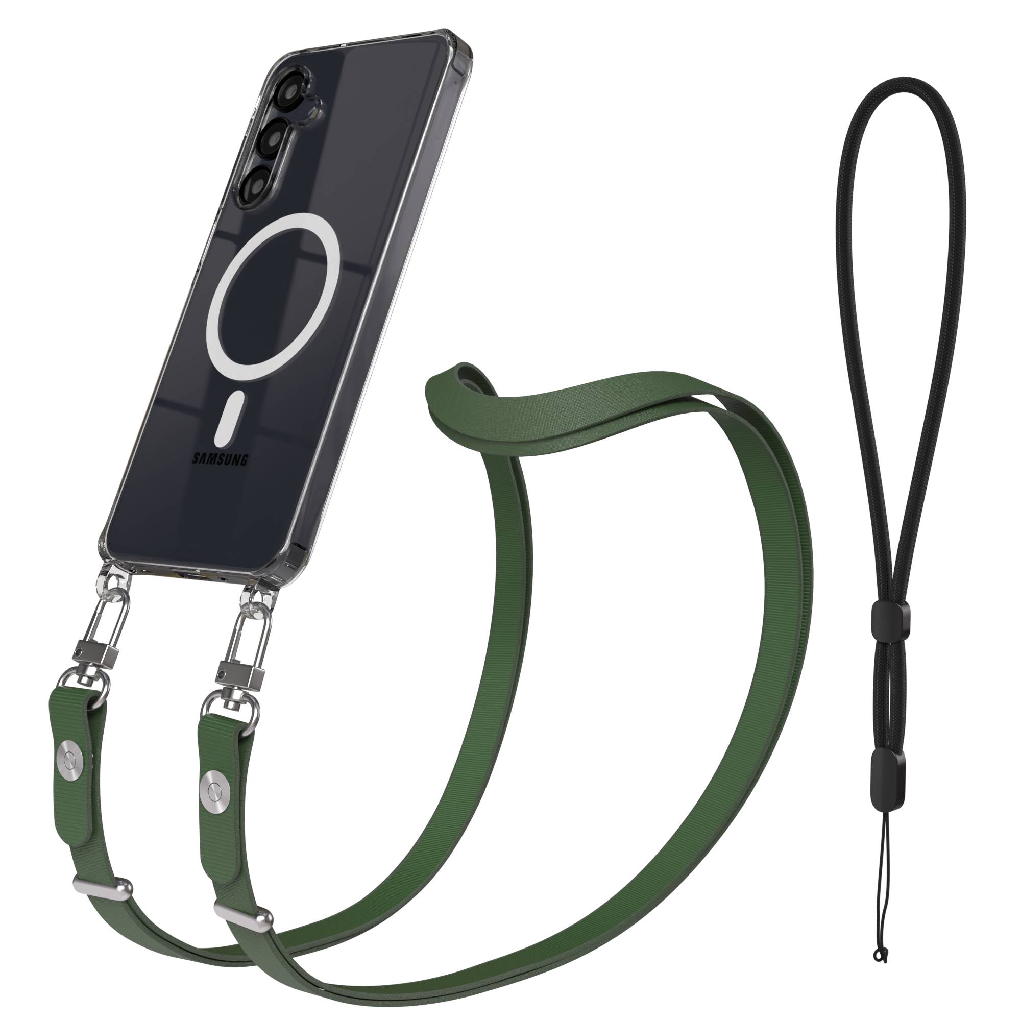 Samsung Galaxy A16 MagSafe Hülle mit magnetischer Crossbody Handykette im Set #farbe_grun-magsafe-funktion-mit-magsafe