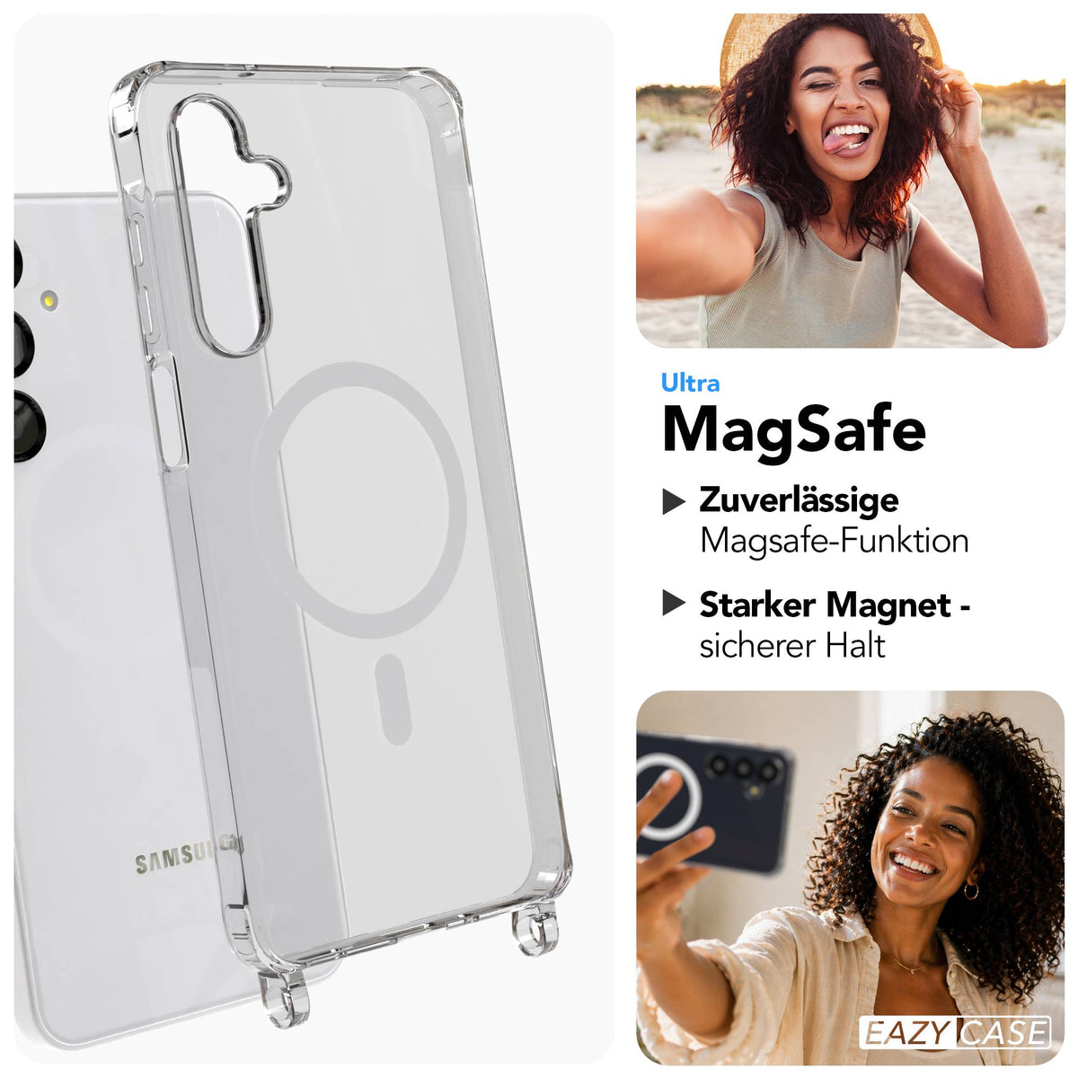 Samsung Galaxy A16 MagSafe Hülle mit magnetischer Crossbody Handykette im Set #farbe_hellblau-magsafe-funktion-mit-magsafe