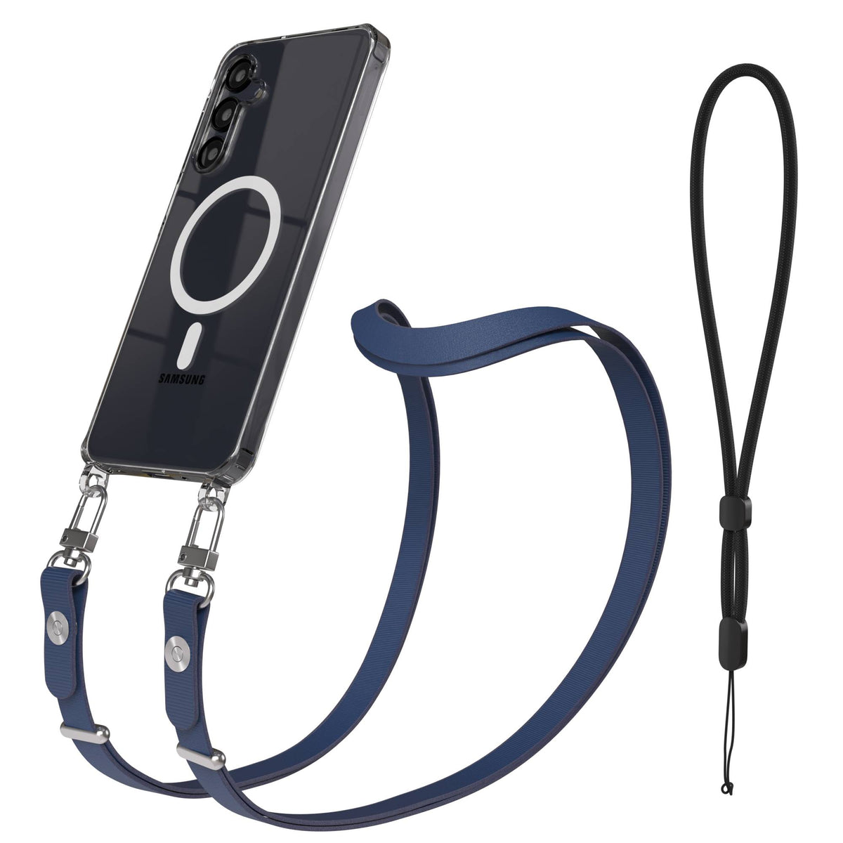 Samsung Galaxy A16 MagSafe Hülle mit magnetischer Crossbody Handykette im Set #farbe_blau-magsafe-funktion-mit-magsafe