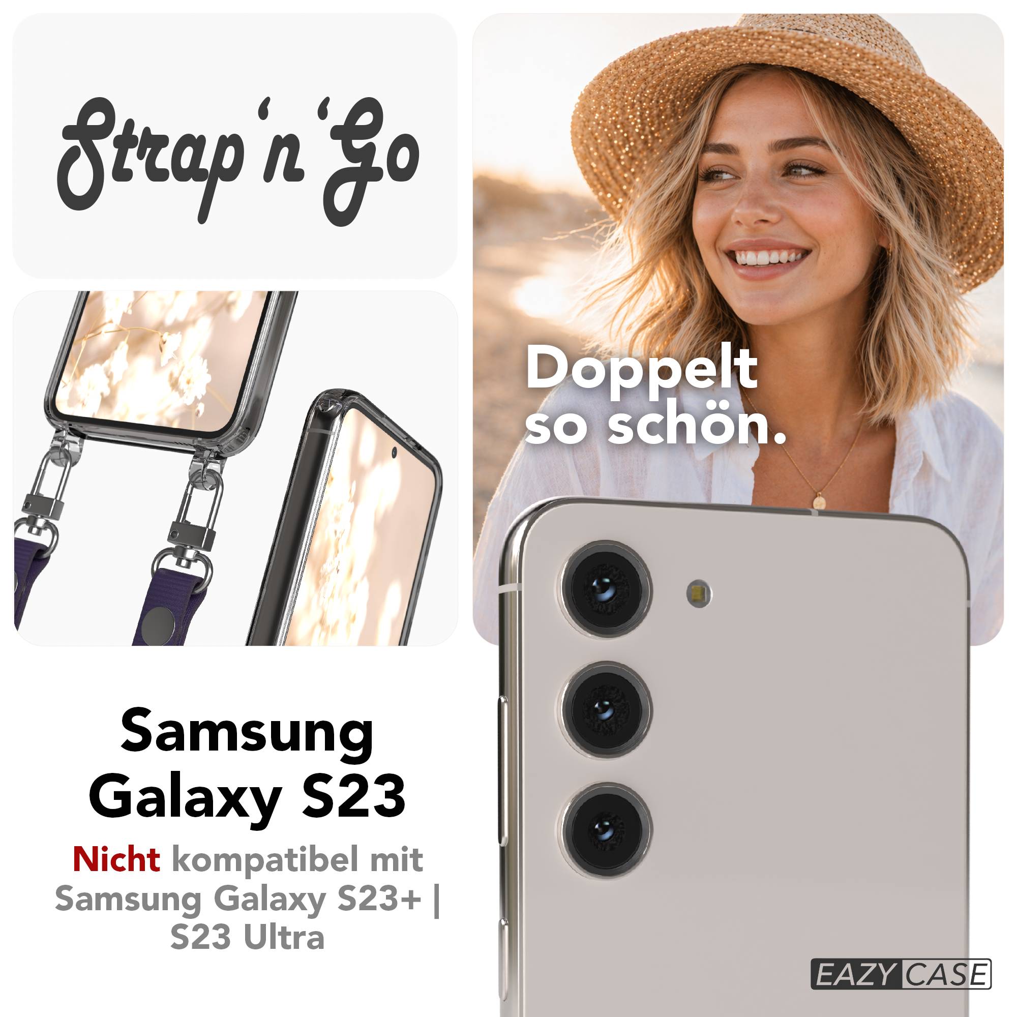 Samsung Galaxy S23 Schutzhülle mit magnetisch verstellbarem Crossbody-Umhängeband