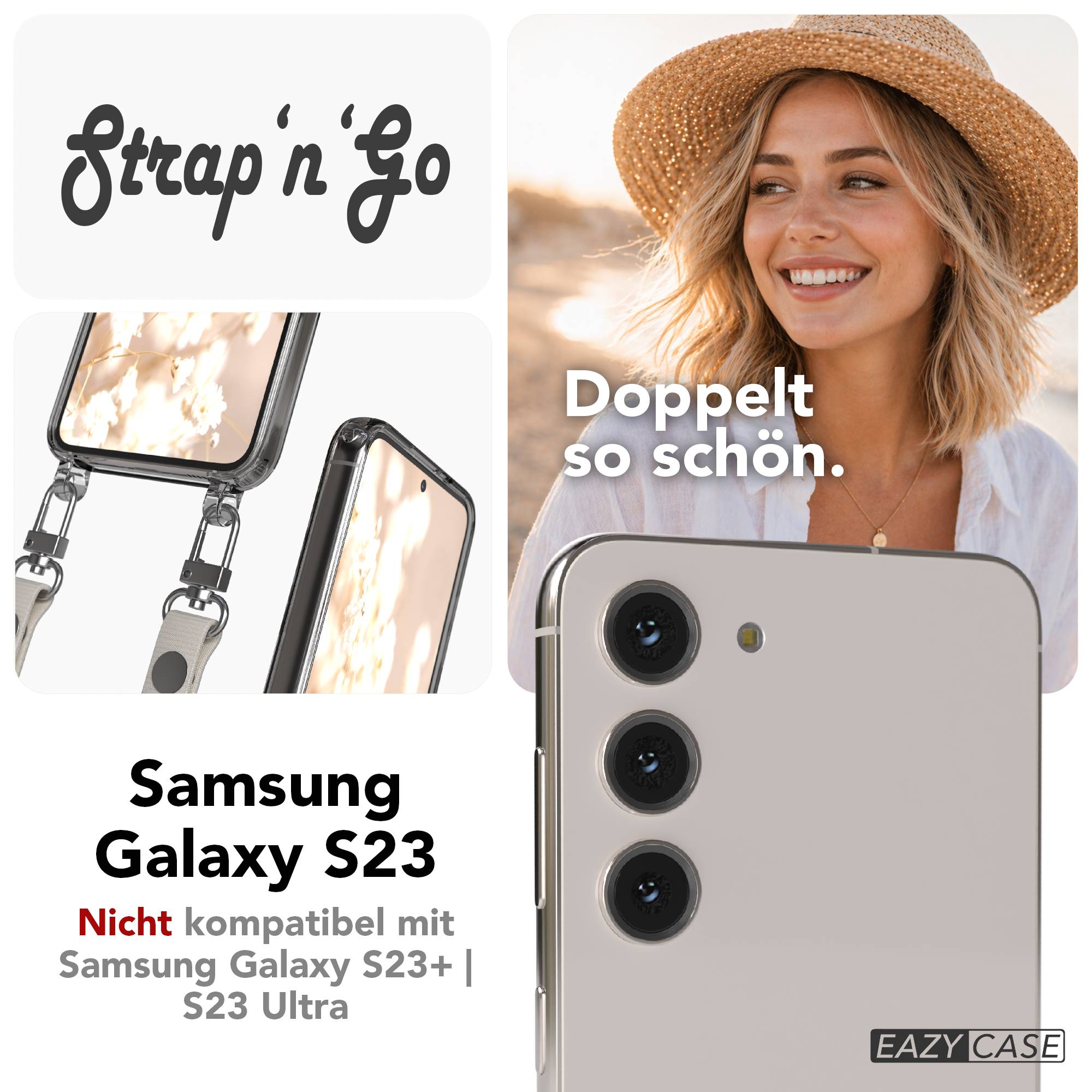 Samsung Galaxy S23 Schutzhülle mit magnetisch verstellbarem Crossbody-Umhängeband