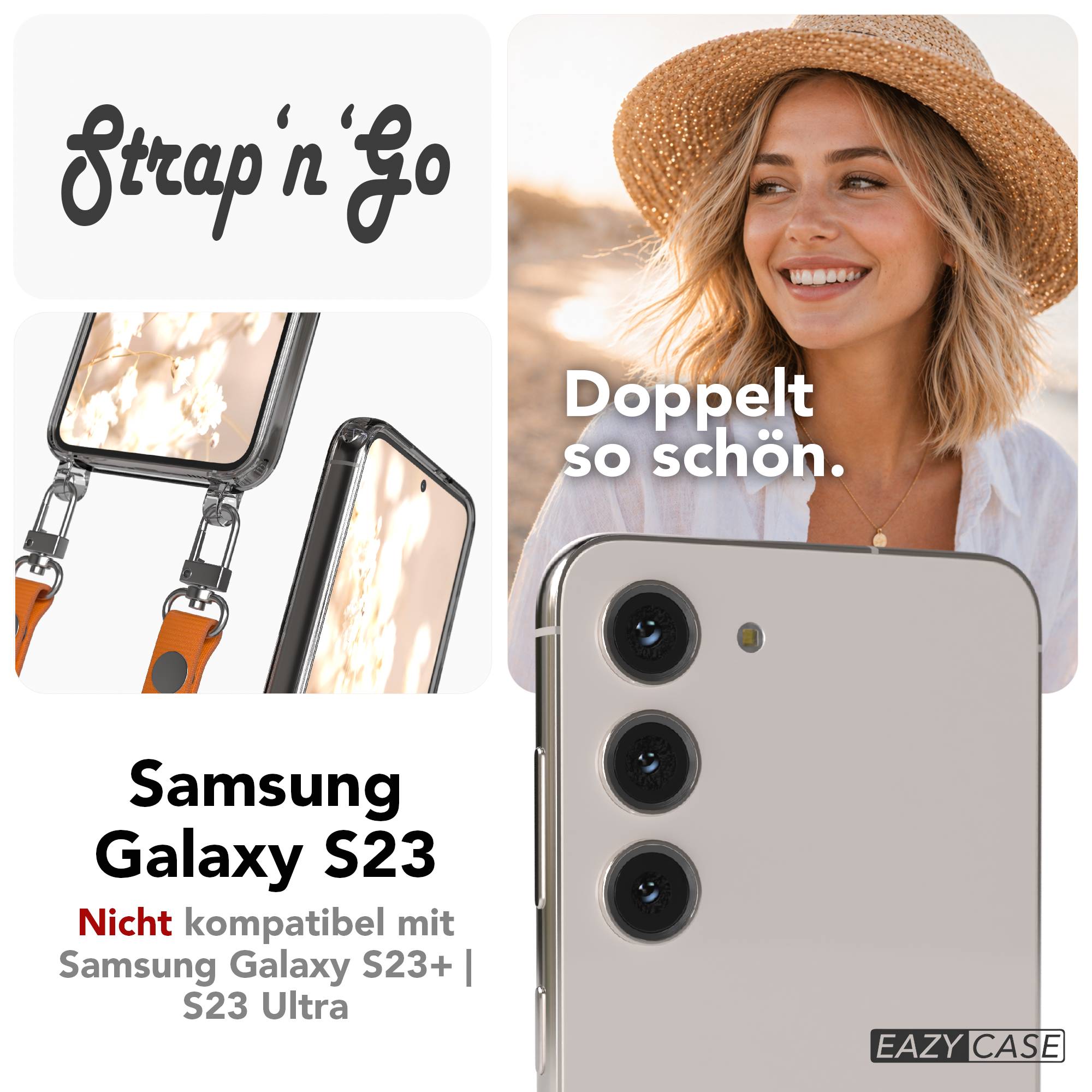Samsung Galaxy S23 Schutzhülle mit magnetisch verstellbarem Crossbody-Umhängeband