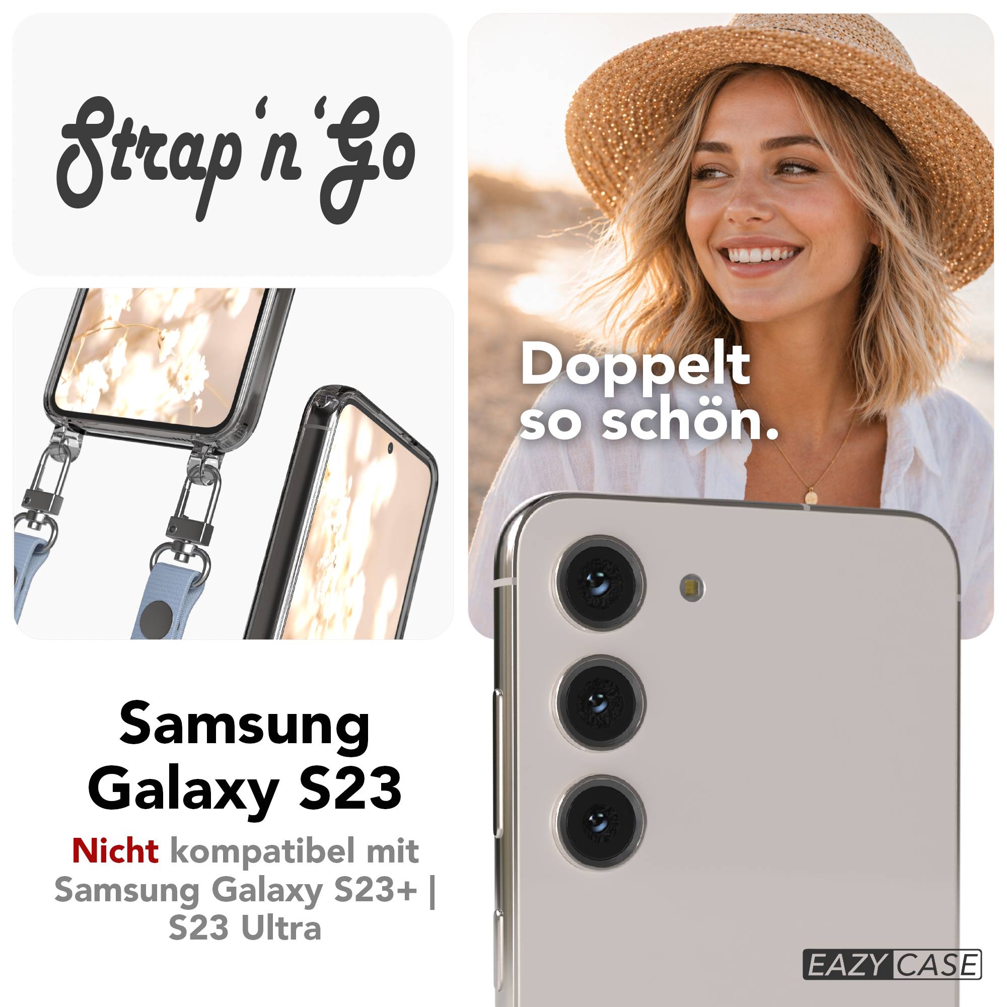 Samsung Galaxy S23 Schutzhülle mit magnetisch verstellbarem Crossbody-Umhängeband