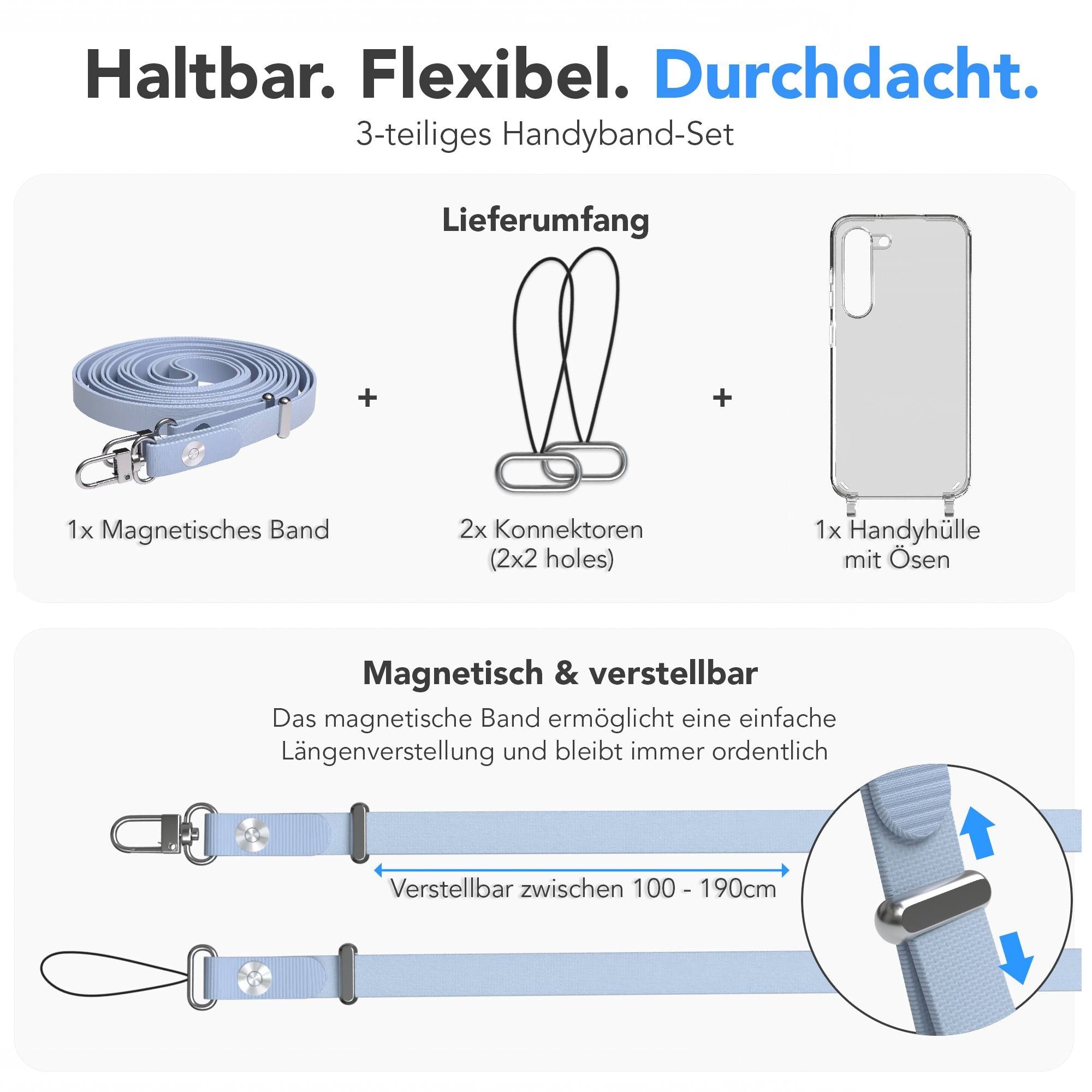 Samsung Galaxy S23 Schutzhülle mit magnetisch verstellbarem Crossbody-Umhängeband