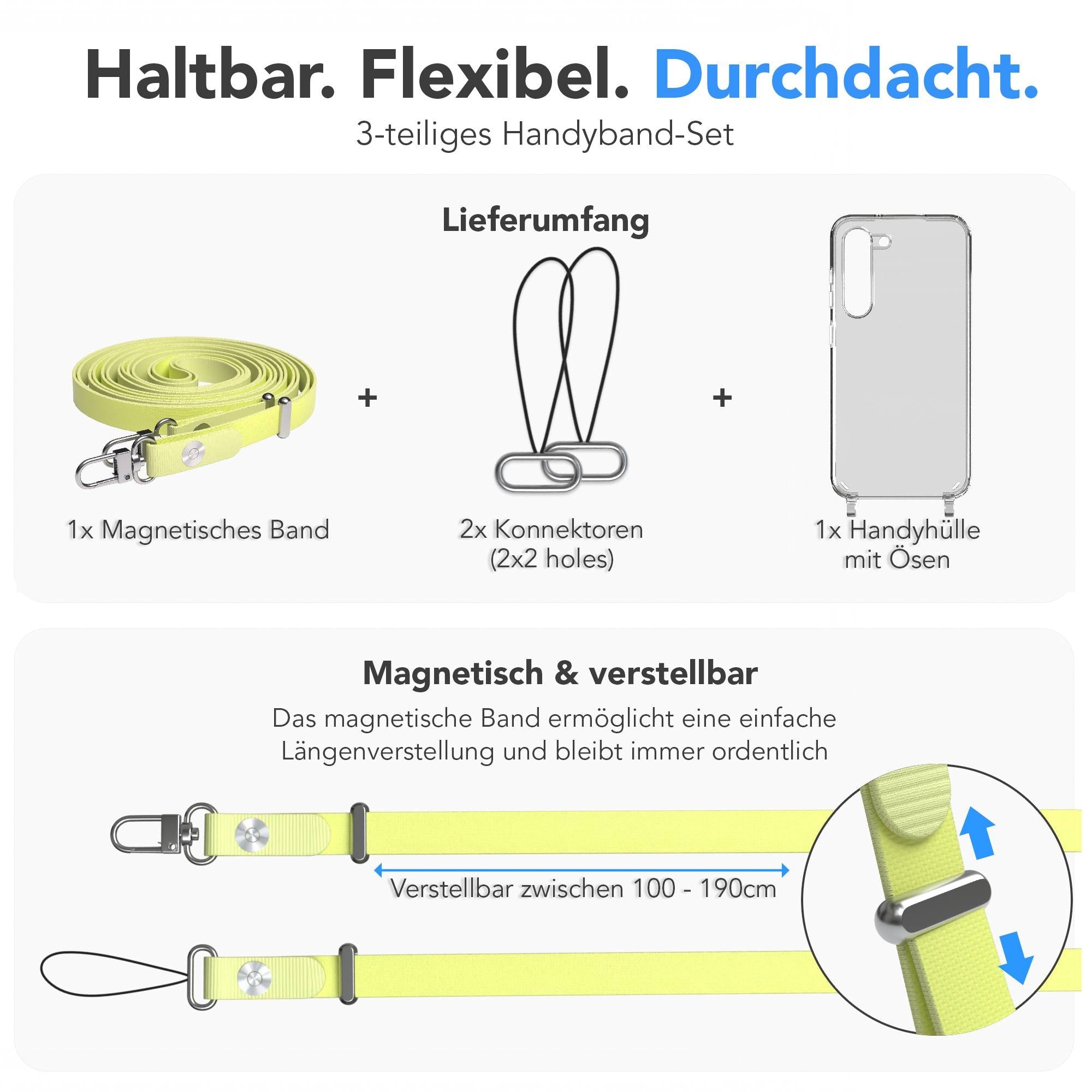 Samsung Galaxy S23 Schutzhülle mit magnetisch verstellbarem Crossbody-Umhängeband