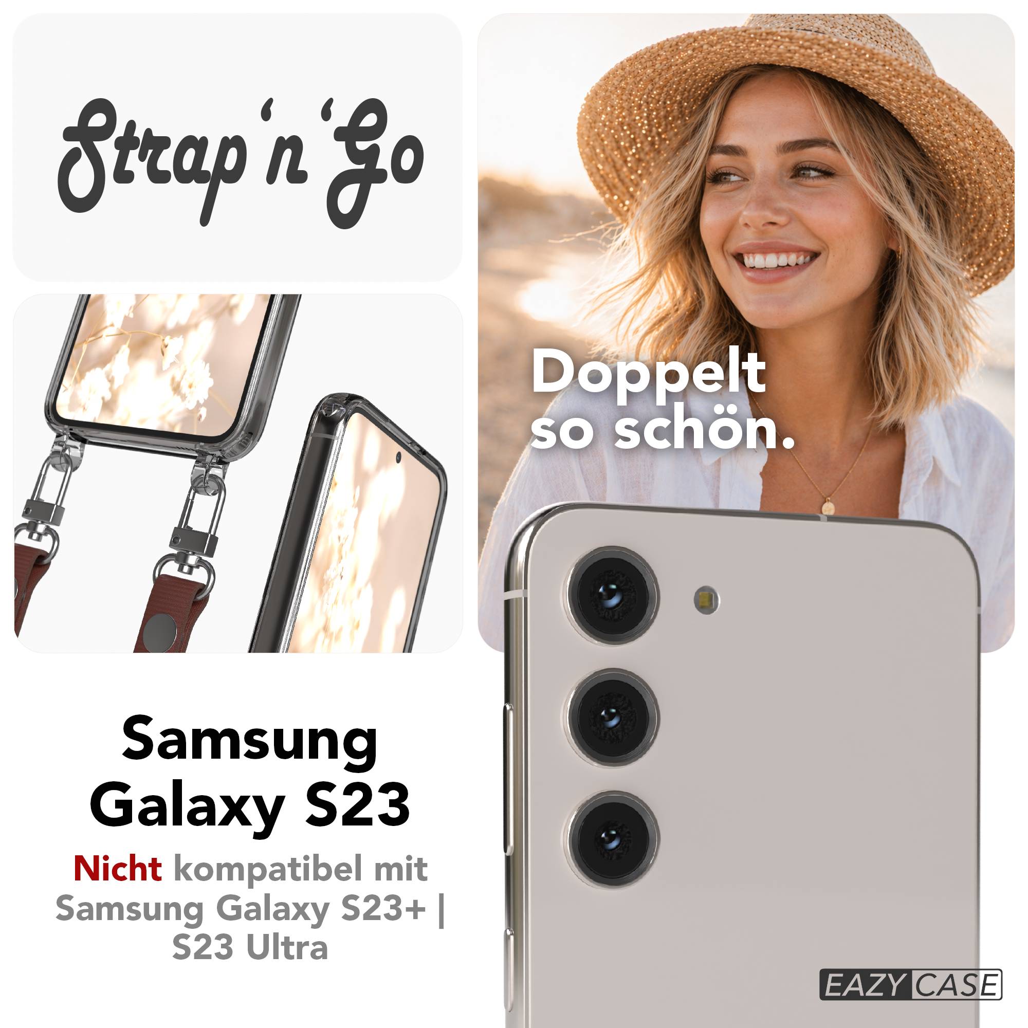 Samsung Galaxy S23 Schutzhülle mit magnetisch verstellbarem Crossbody-Umhängeband