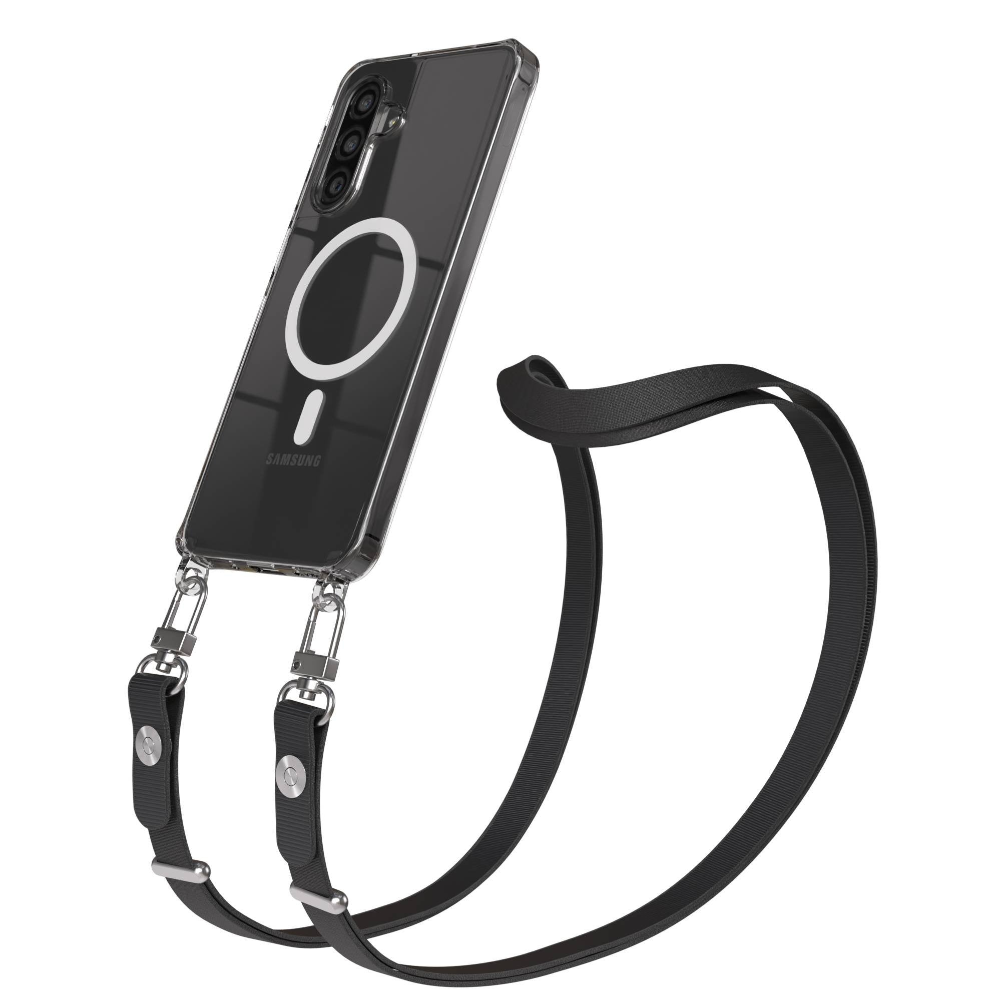 Samsung Galaxy A26 MagSafe Hülle mit magnetischem Crossbody-Umhängegurt Set #farbe_schwarz-magsafe-funktion-mit-magsafe