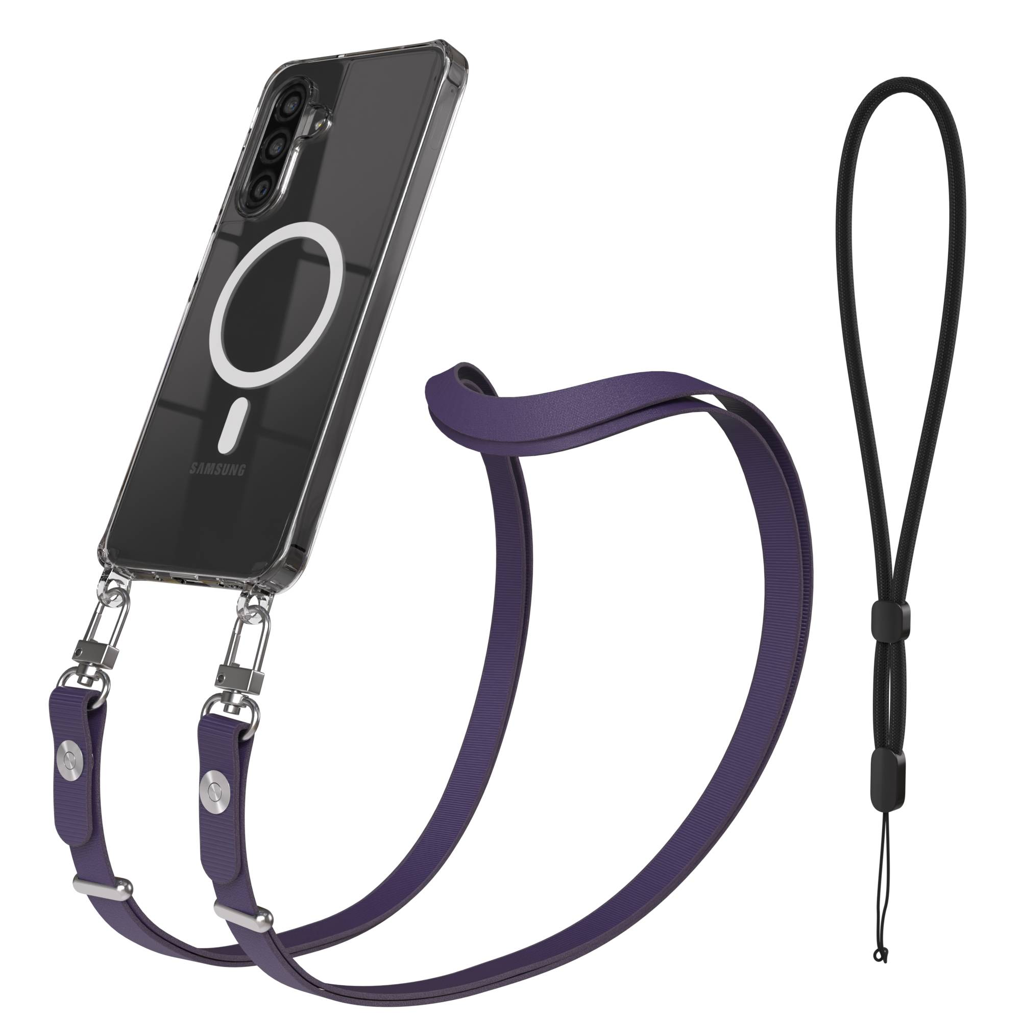 Samsung Galaxy A26 MagSafe Hülle mit magnetischem Crossbody-Umhängegurt Set #farbe_lila-magsafe-funktion-mit-magsafe
