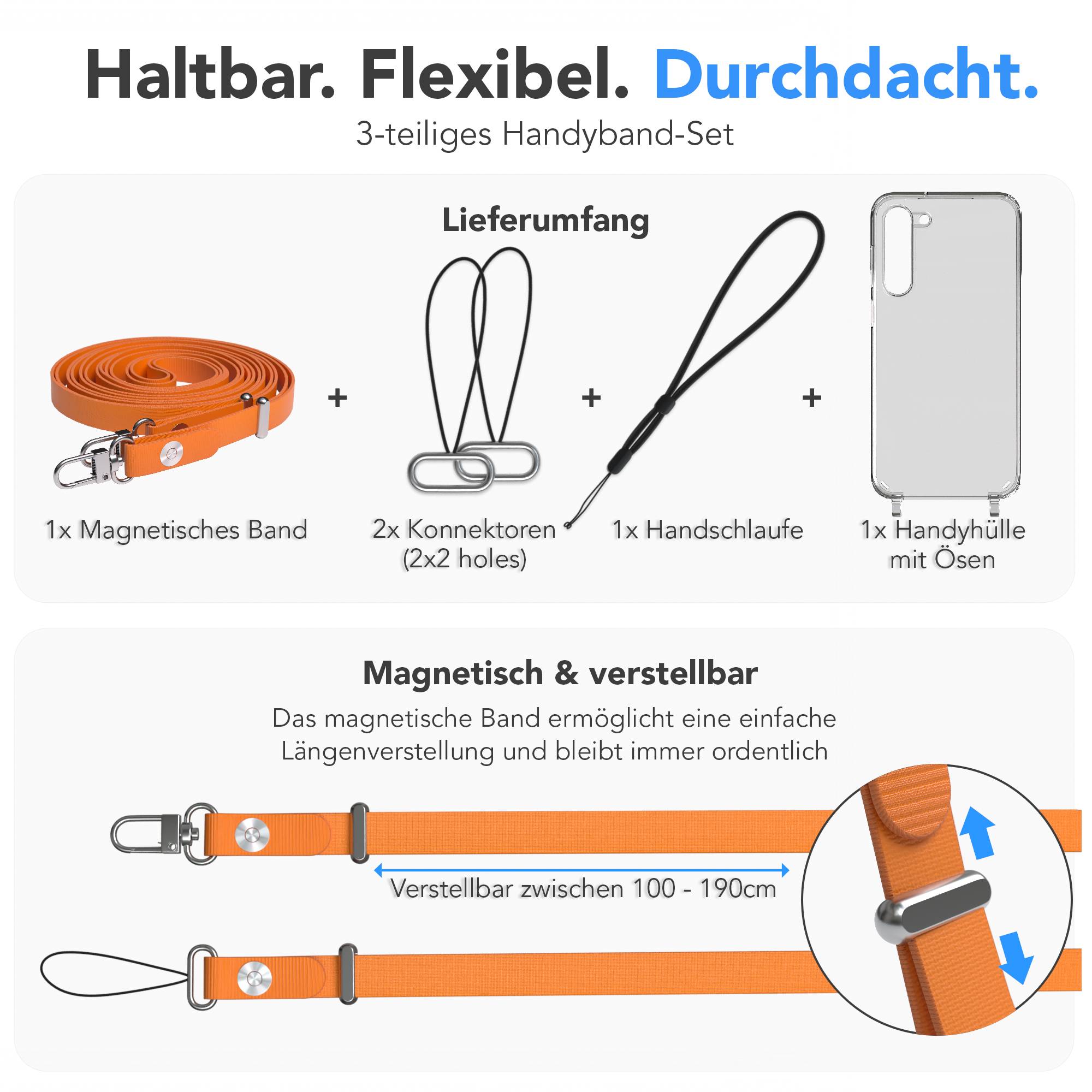Samsung Galaxy S23 Plus Schutzhülle mit magnetisch verstellbarem Crossbody-Umhängeband