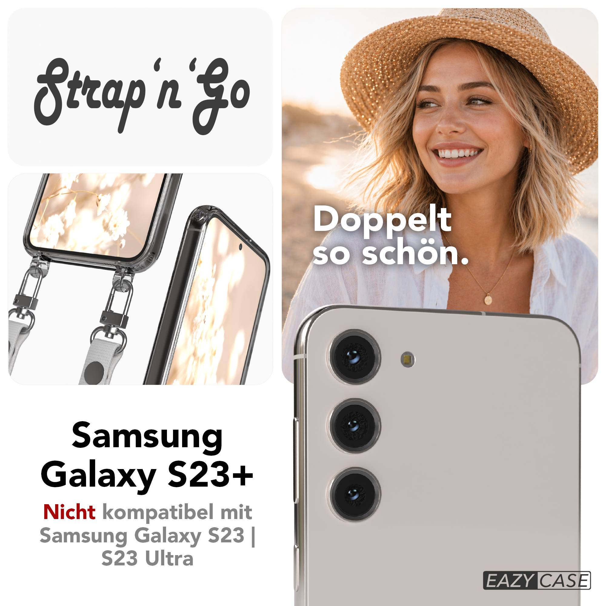 Samsung Galaxy S23 Plus Schutzhülle mit magnetisch verstellbarem Crossbody-Umhängeband