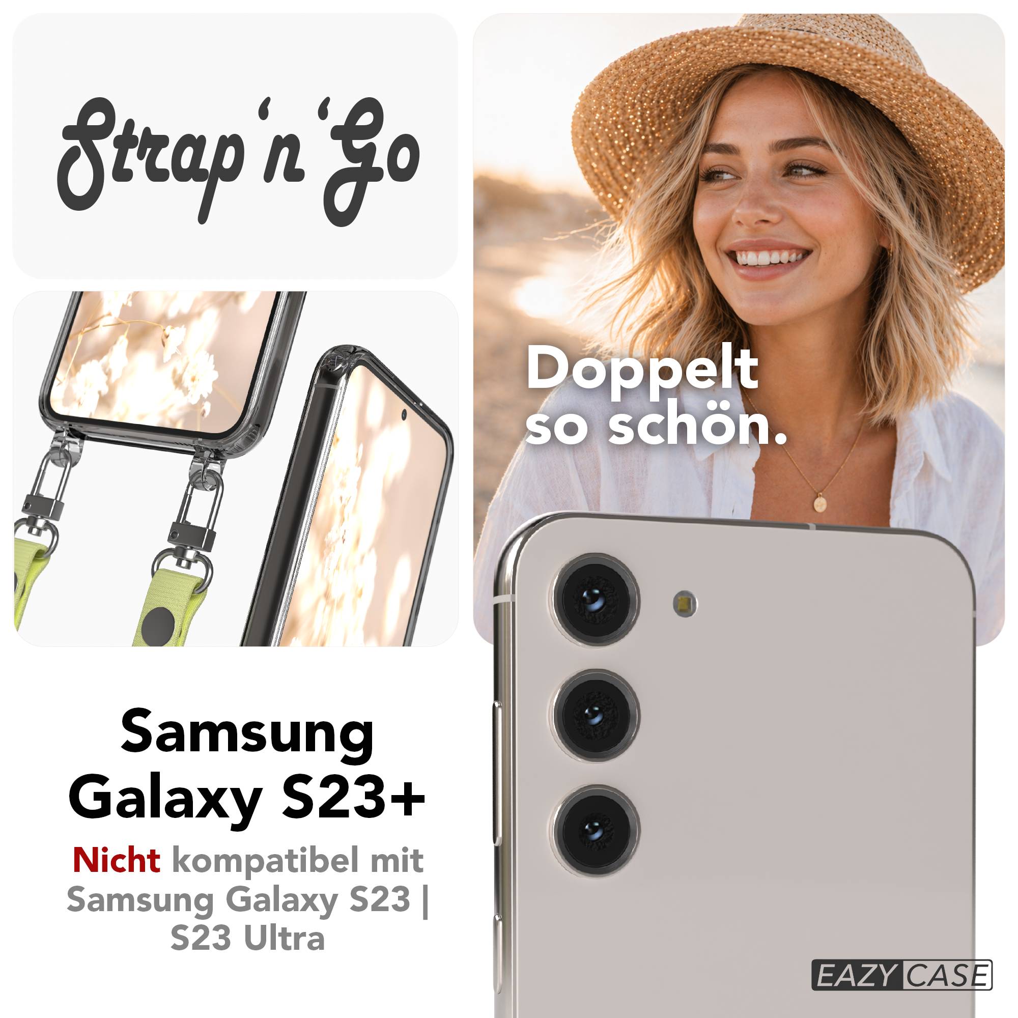 Samsung Galaxy S23 Plus Schutzhülle mit magnetisch verstellbarem Crossbody-Umhängeband
