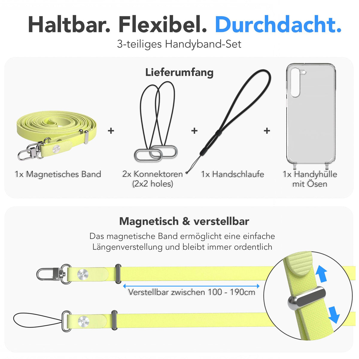 Samsung Galaxy S23 Plus Schutzhülle mit magnetisch verstellbarem Crossbody-Umhängeband