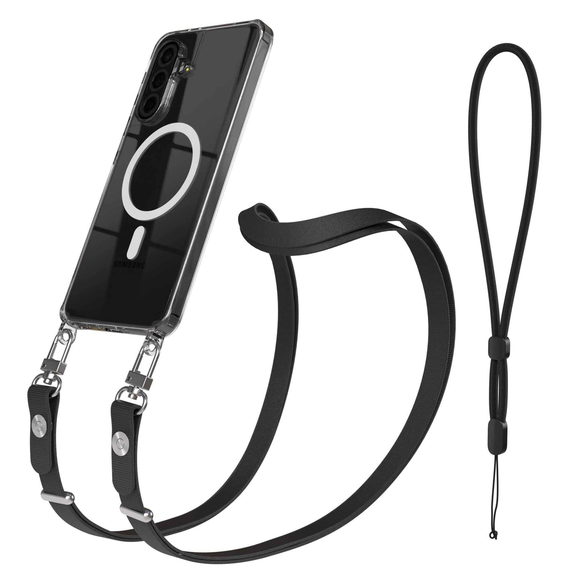 Samsung Galaxy A36 MagSafe Hülle mit magnetischer Crossbody Handykette #farbe_schwarz-magsafe-funktion-mit-magsafe