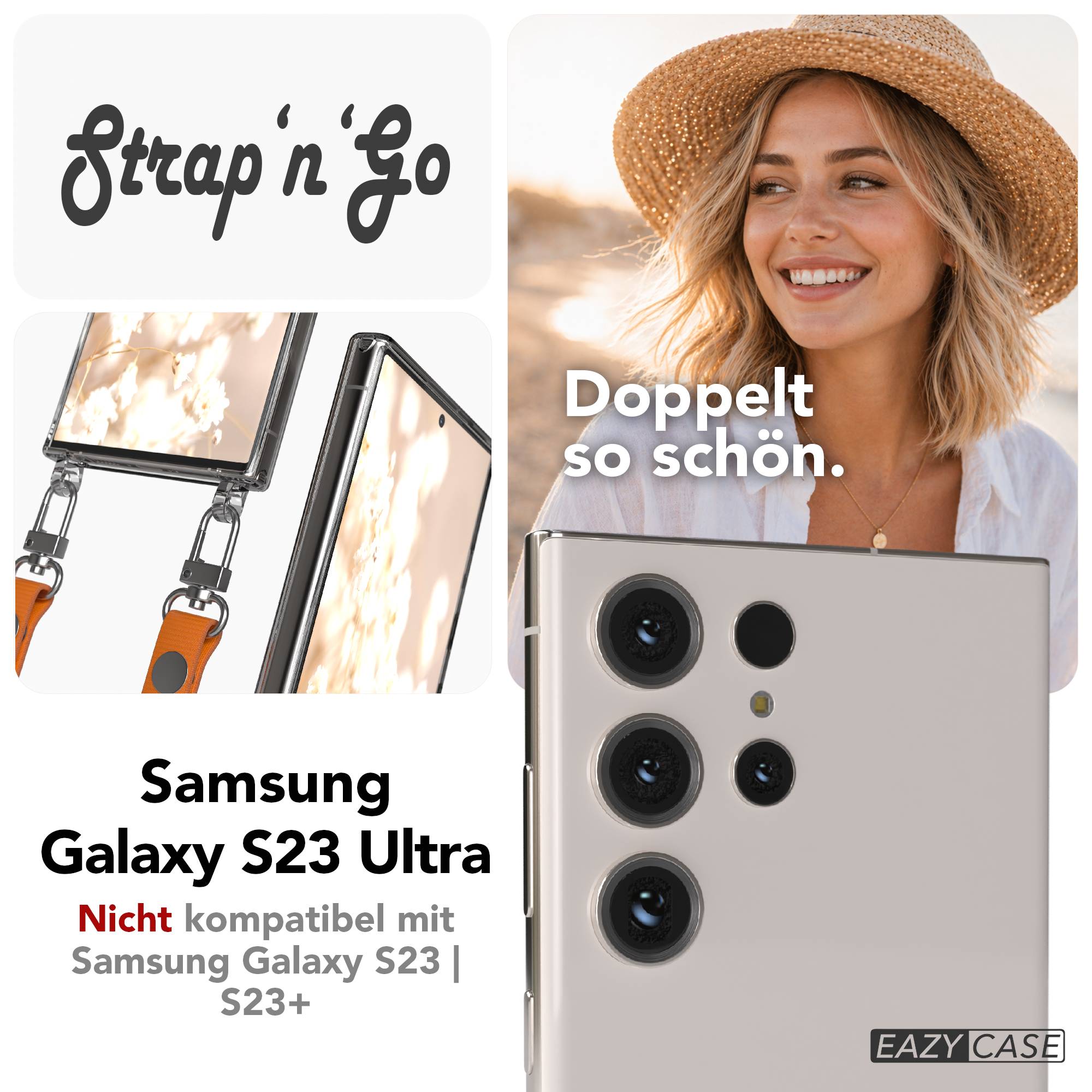 Samsung Galaxy S23 Ultra Schutzhülle mit magnetisch verstellbarem Crossbody-Umhängeband