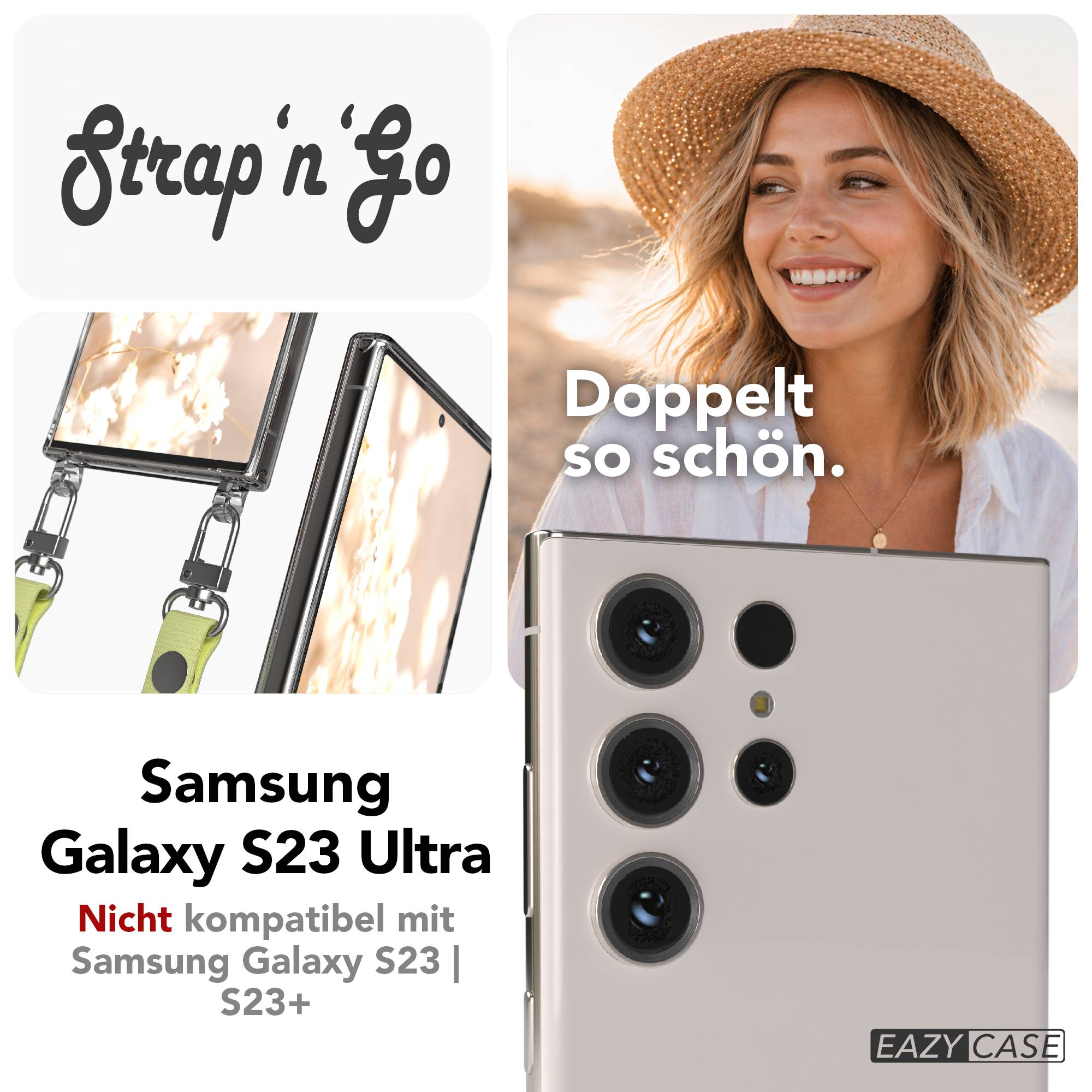 Samsung Galaxy S23 Ultra Schutzhülle mit magnetisch verstellbarem Crossbody-Umhängeband