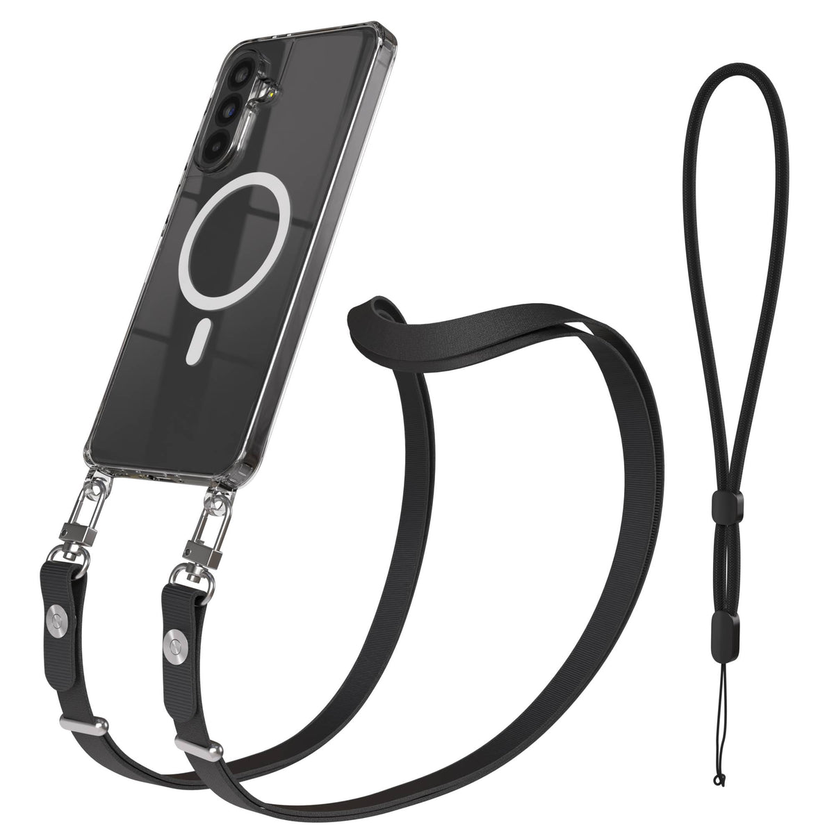 Samsung Galaxy A56 MagSafe Hülle mit magnetischer Crossbody Handykette #farbe_schwarz-magsafe-funktion-mit-magsafe