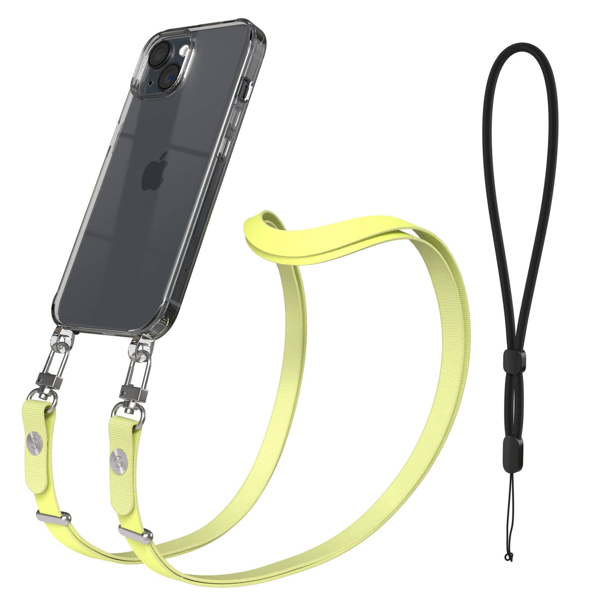 Apple iPhone 15 MagSafe Hülle mit magnetischem Crossbody-Umhängegurt Set #farbe_gelb-magsafe-funktion-ohne-magsafe